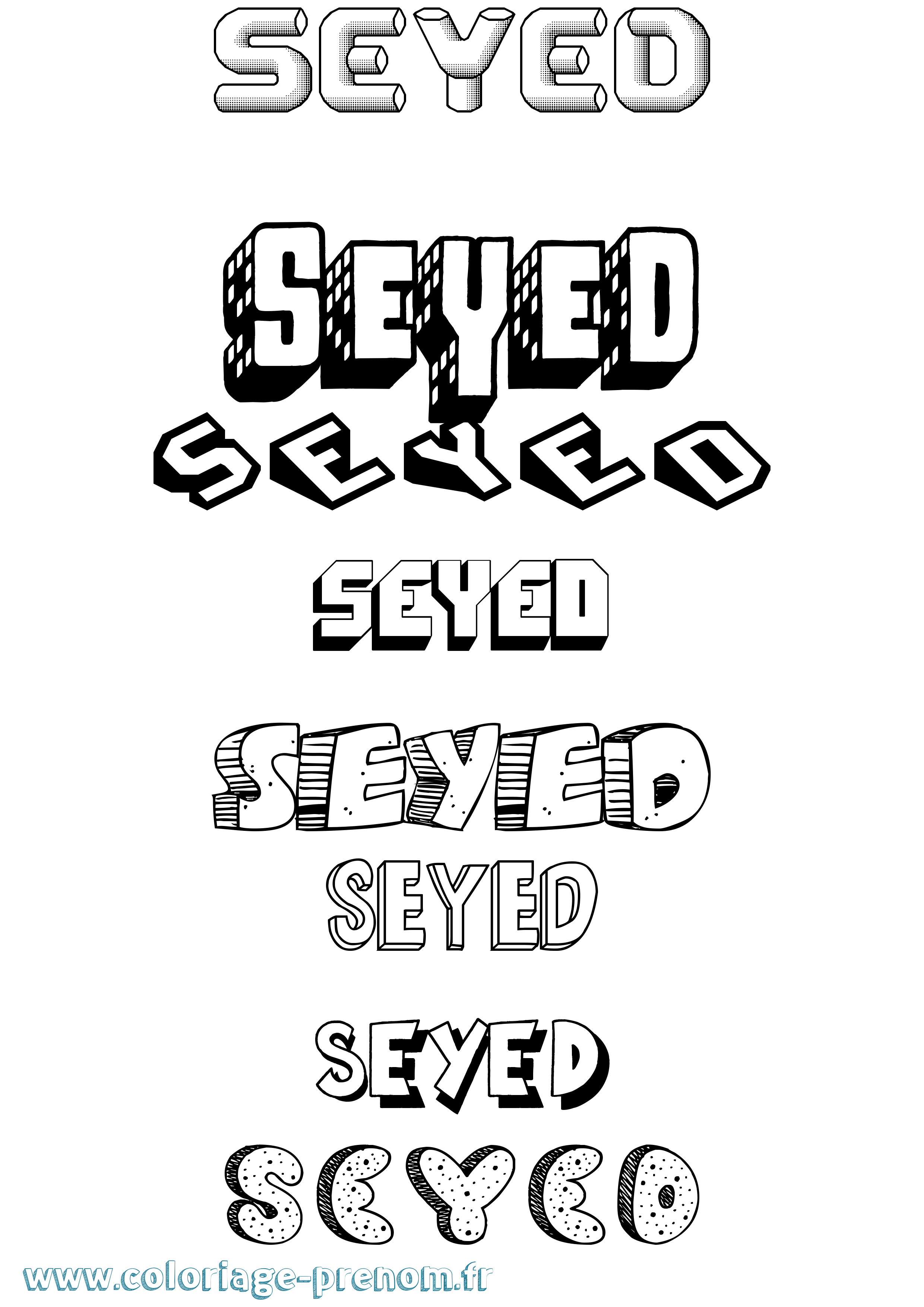 Coloriage Seyed Effet 3D Coloriage prénom Seyed Effet 3D
