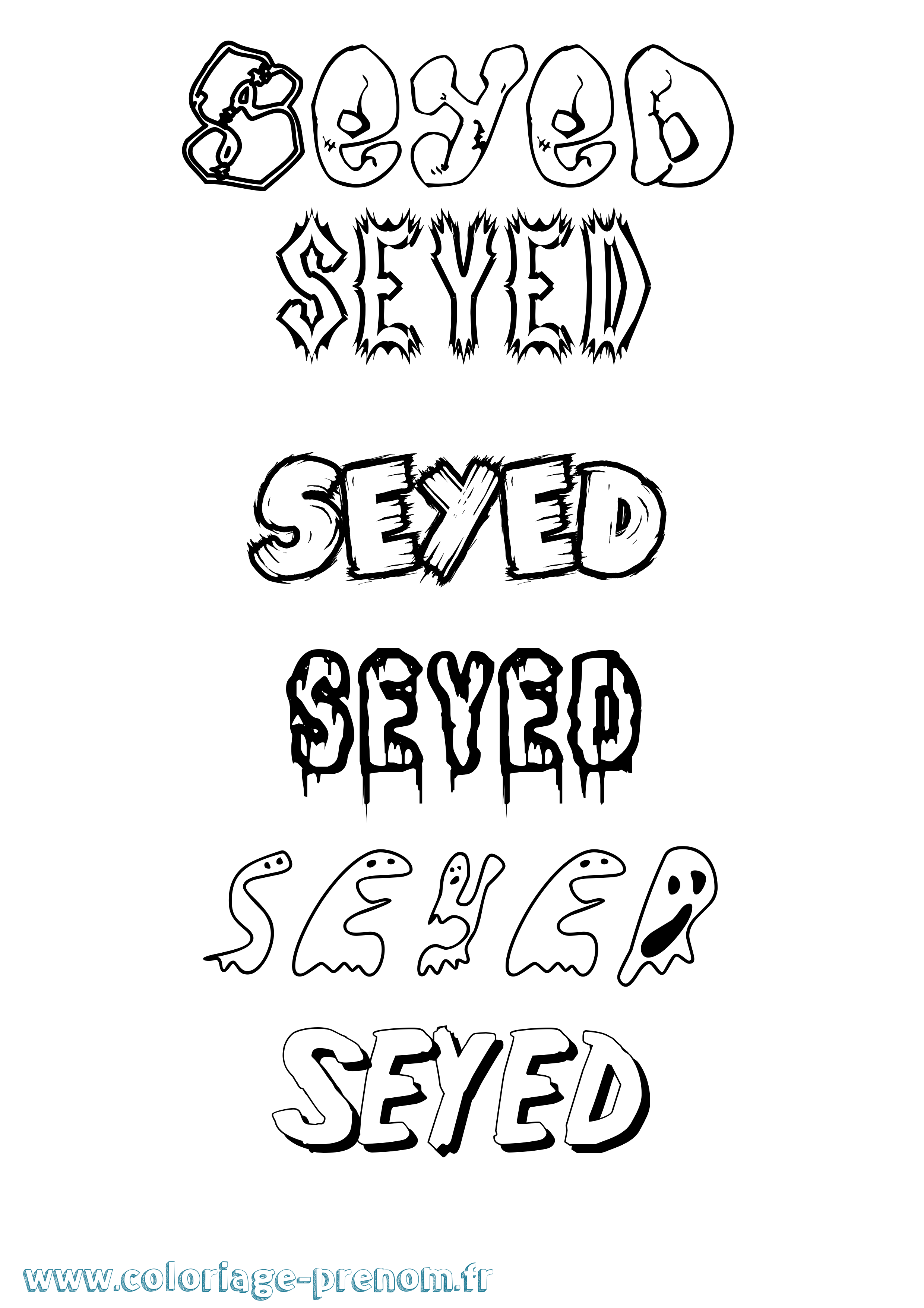Coloriage Seyed Frisson Coloriage prénom Seyed Frisson