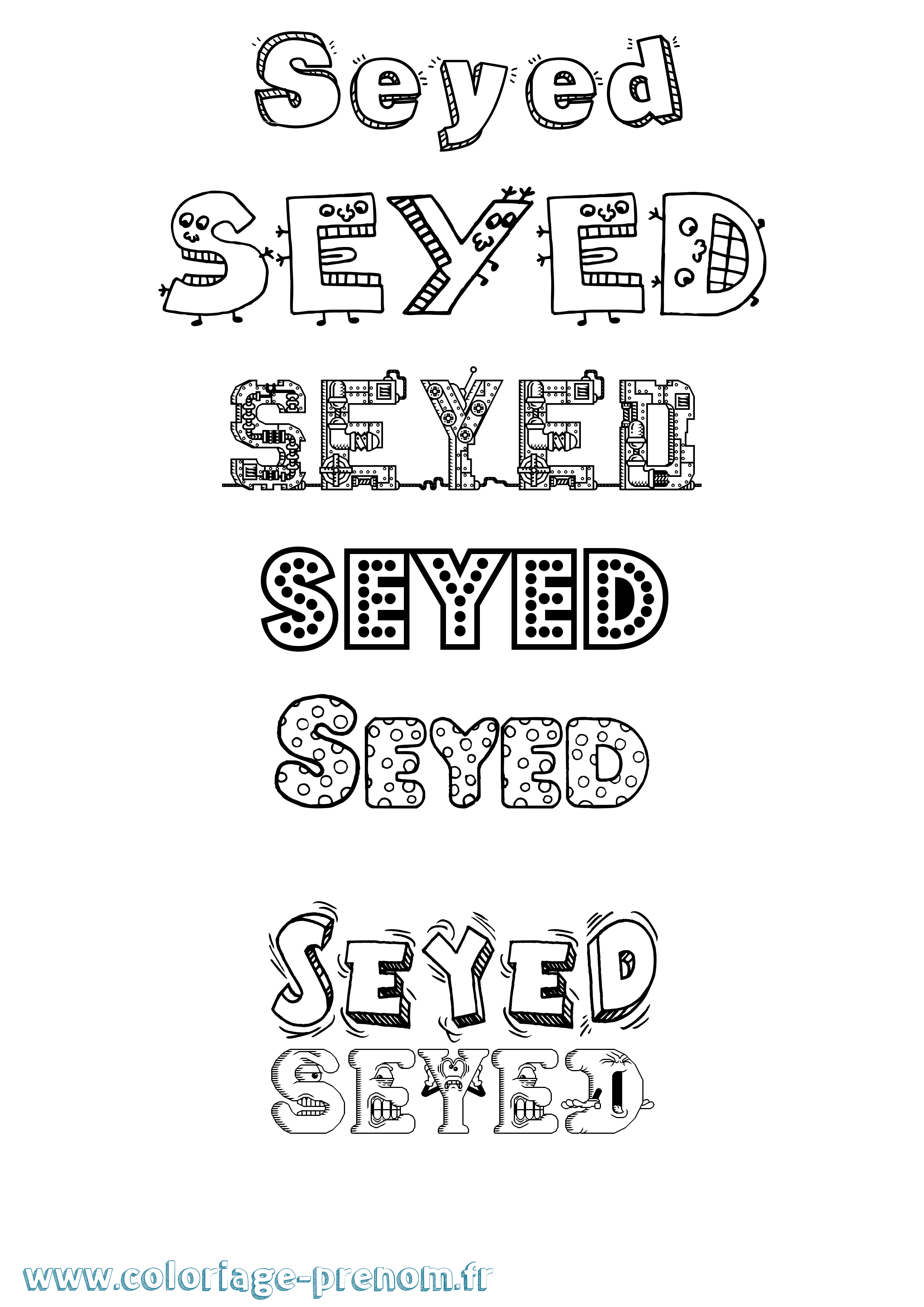 Coloriage Seyed Fun Coloriage prénom Seyed Fun