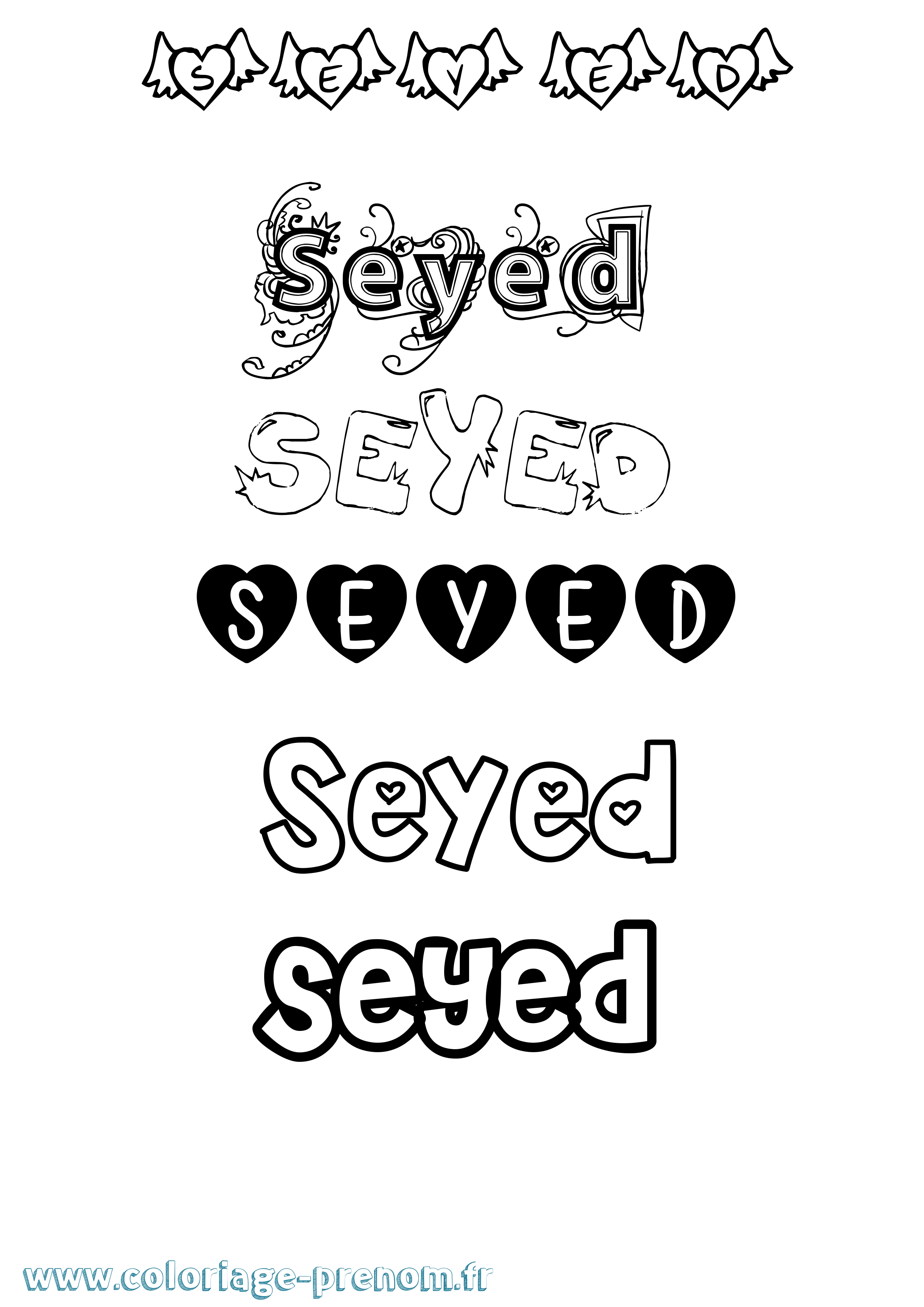Coloriage Seyed Girly Coloriage prénom Seyed Girly