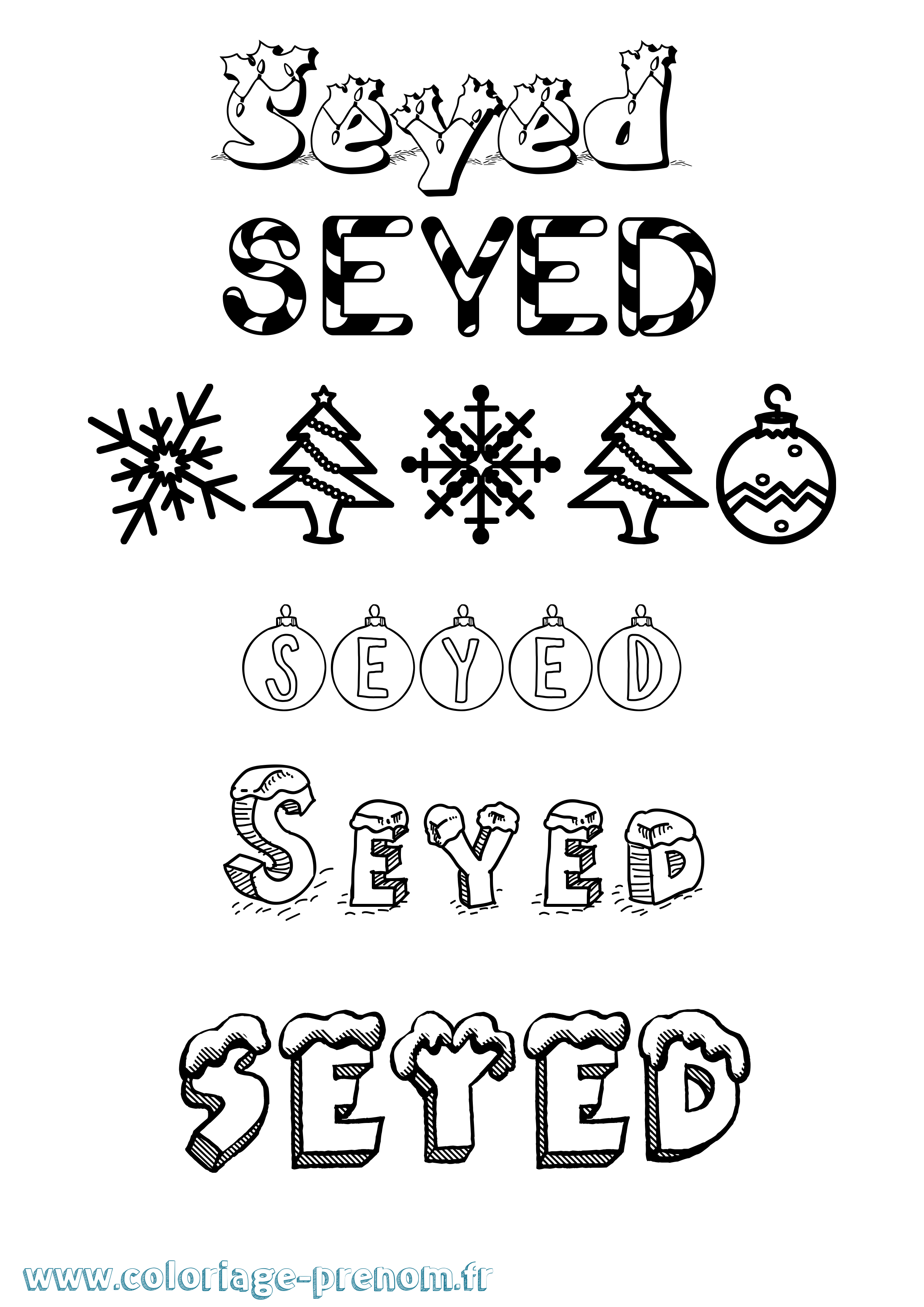 Coloriage Seyed Noël Coloriage prénom Seyed Noël