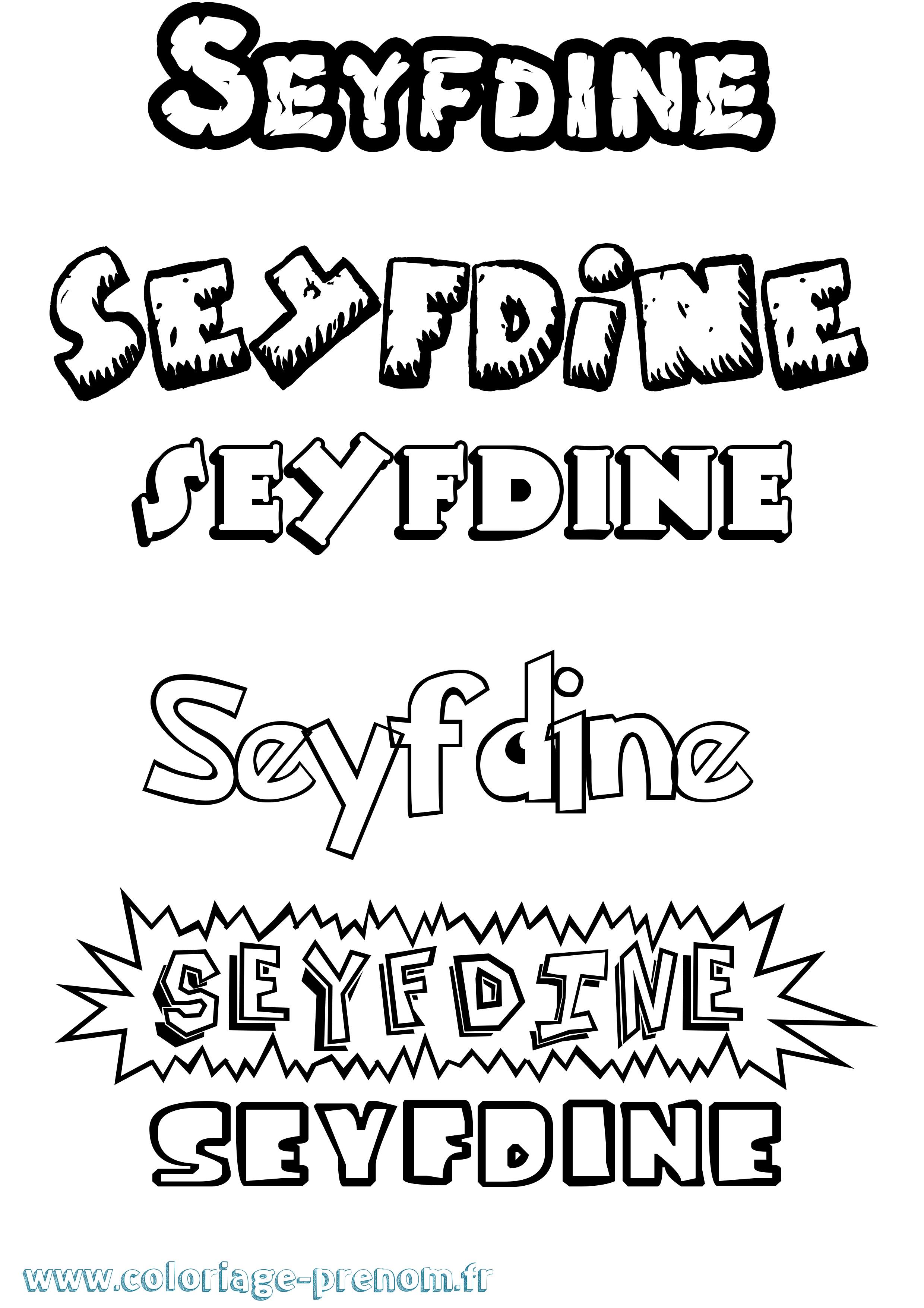 Coloriage Seyfdine Dessin Animé Coloriage prénom Seyfdine Dessin Animé