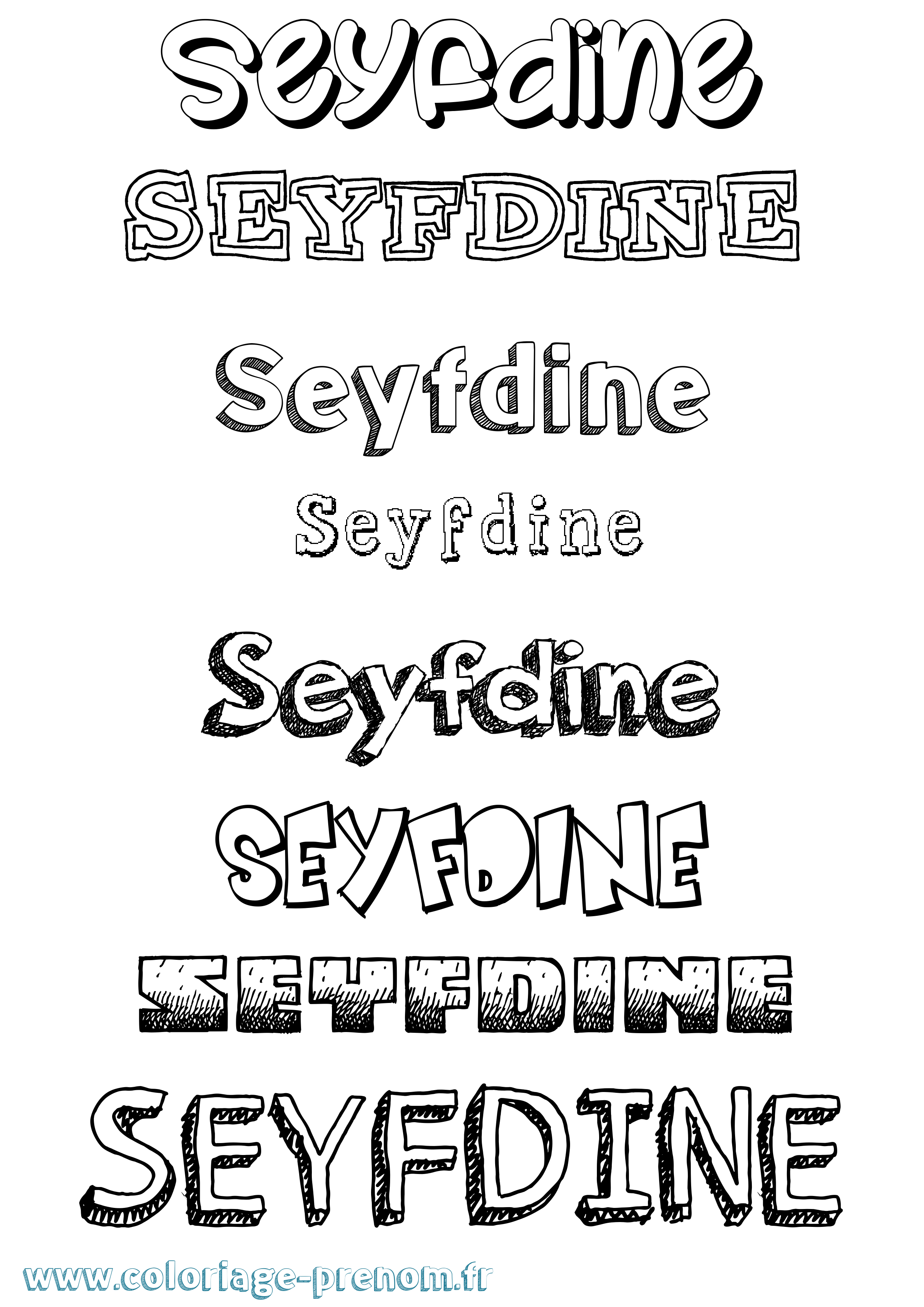 Coloriage Seyfdine Dessiné Coloriage prénom Seyfdine Dessiné