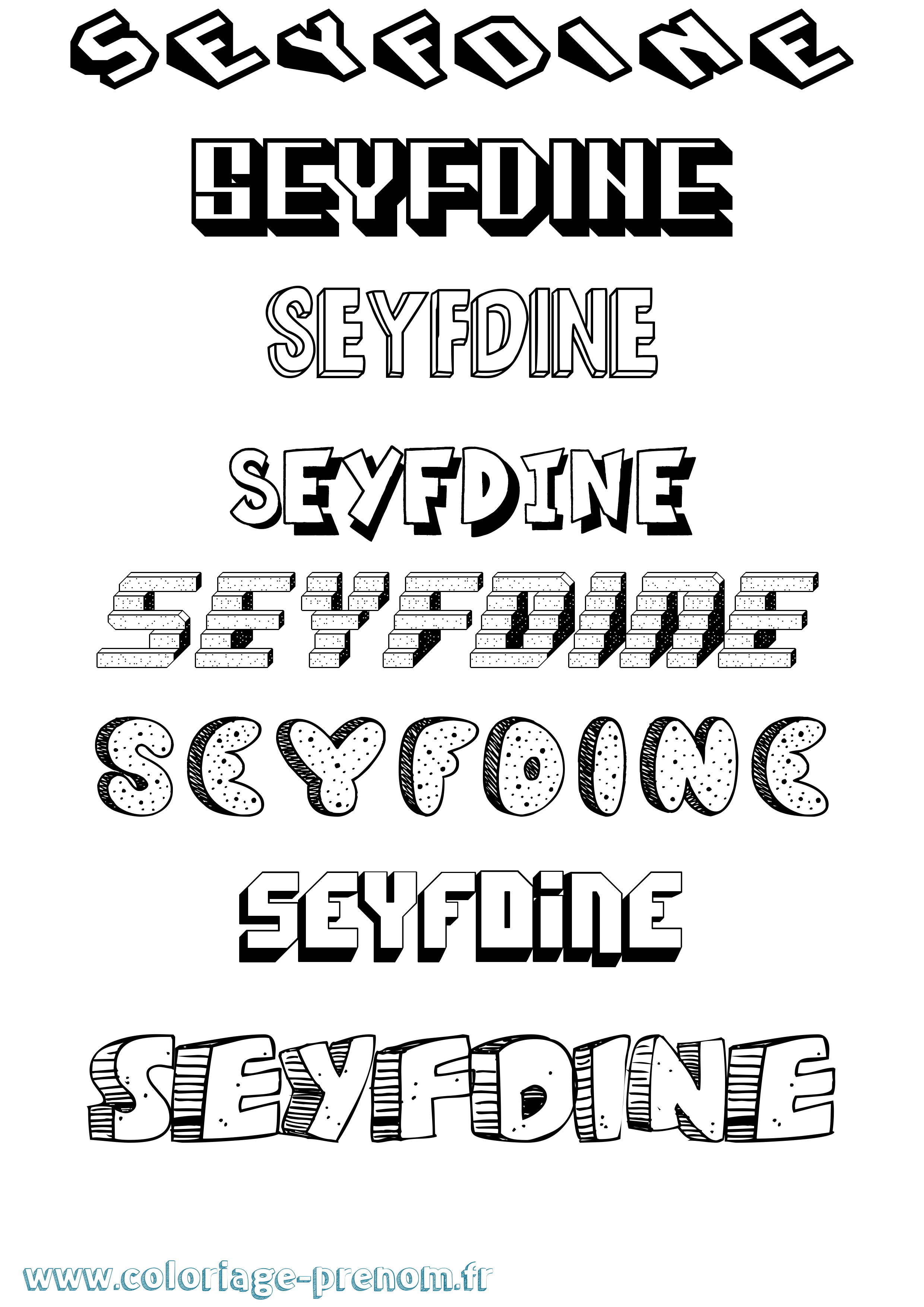Coloriage Seyfdine Effet 3D Coloriage prénom Seyfdine Effet 3D