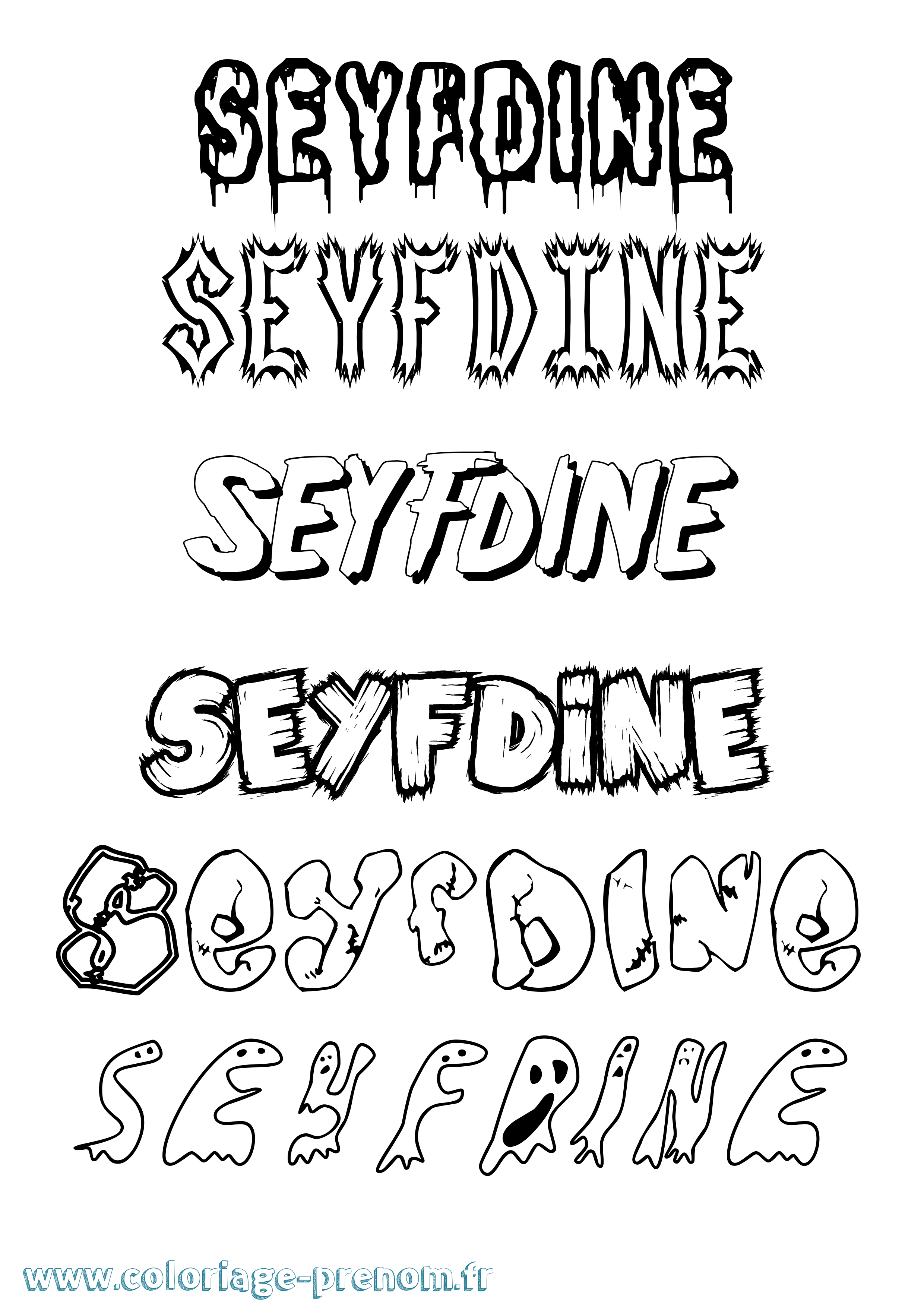 Coloriage Seyfdine Frisson Coloriage prénom Seyfdine Frisson