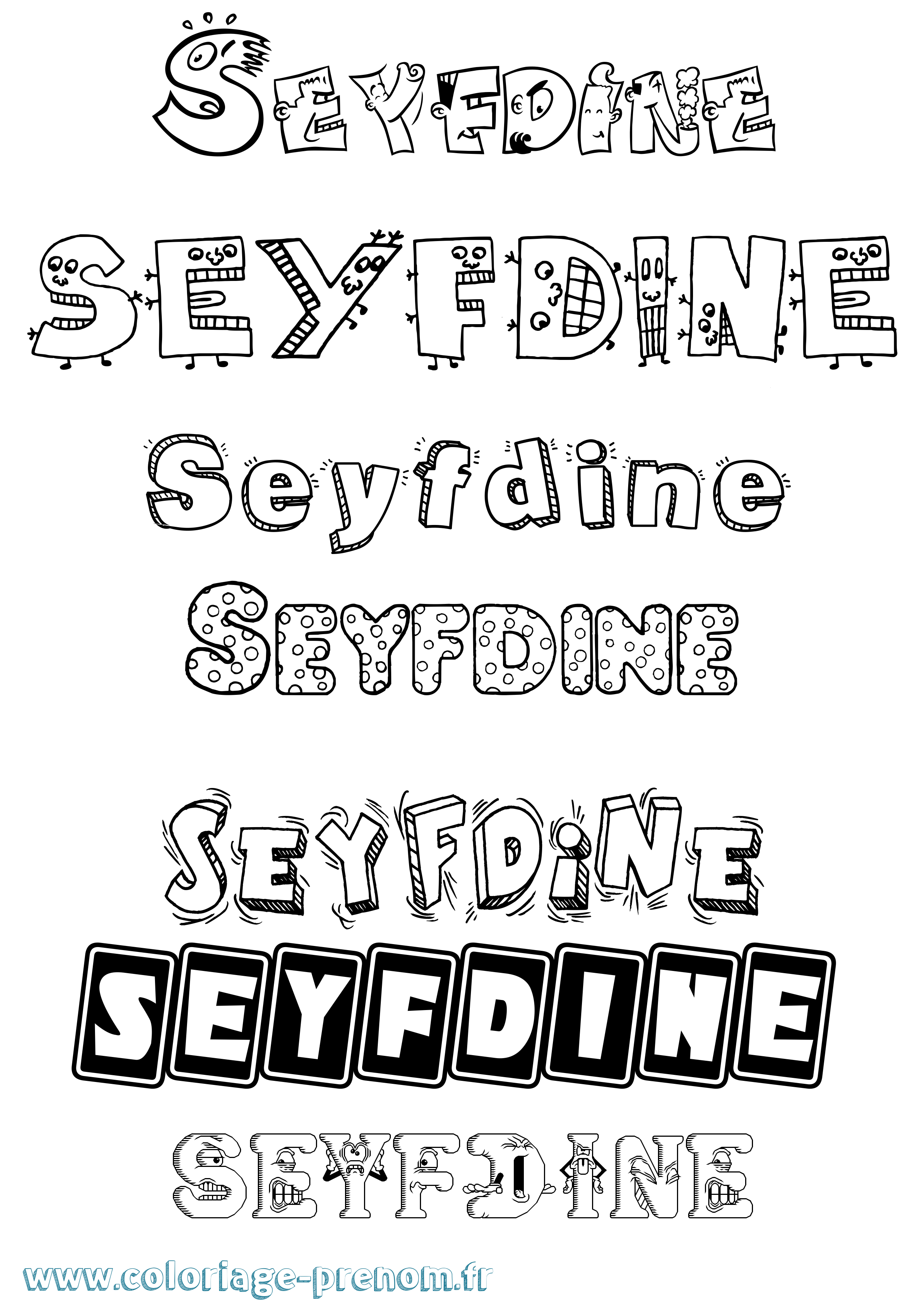 Coloriage Seyfdine Fun Coloriage prénom Seyfdine Fun