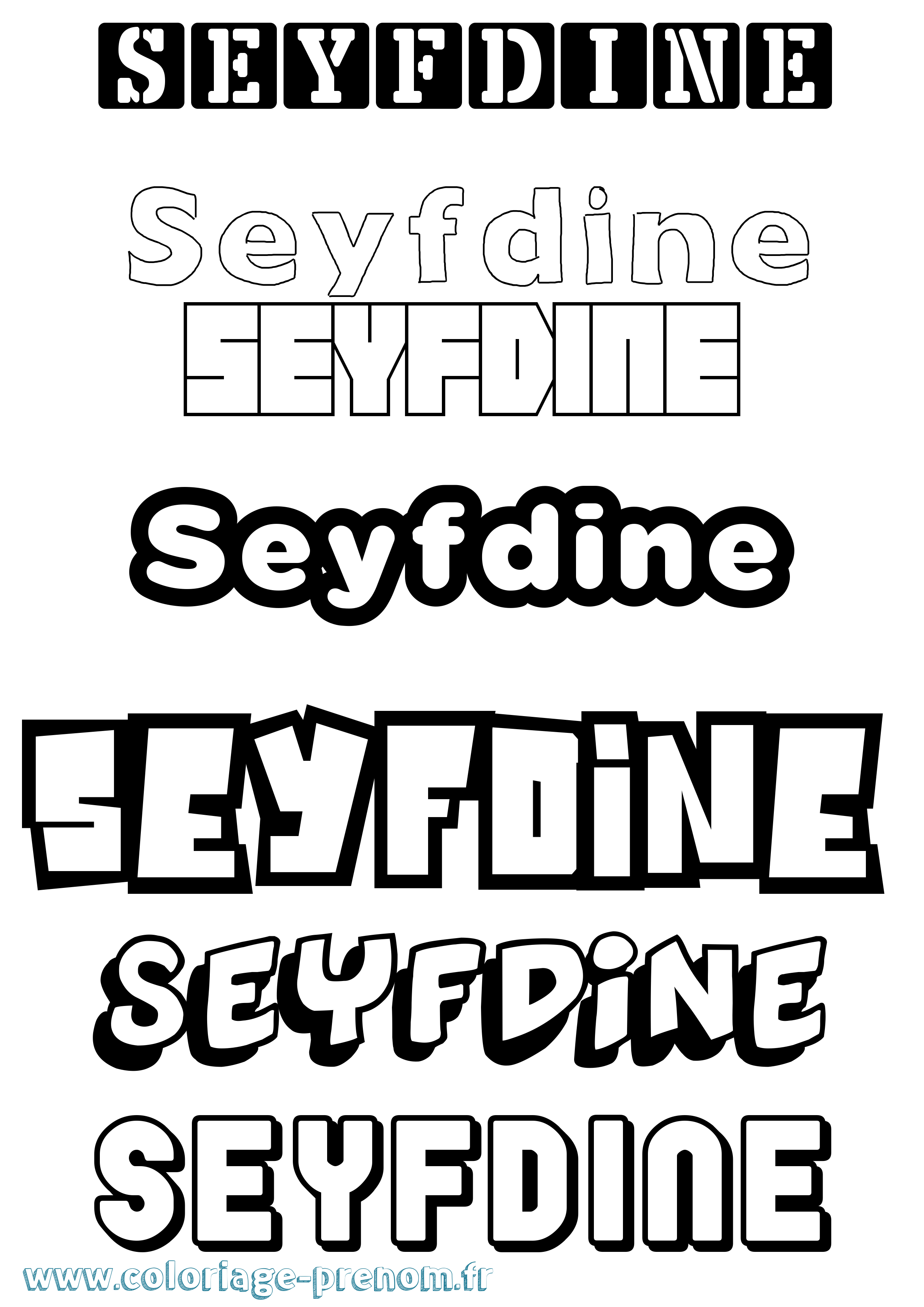 Coloriage Seyfdine Simple Coloriage prénom Seyfdine Simple