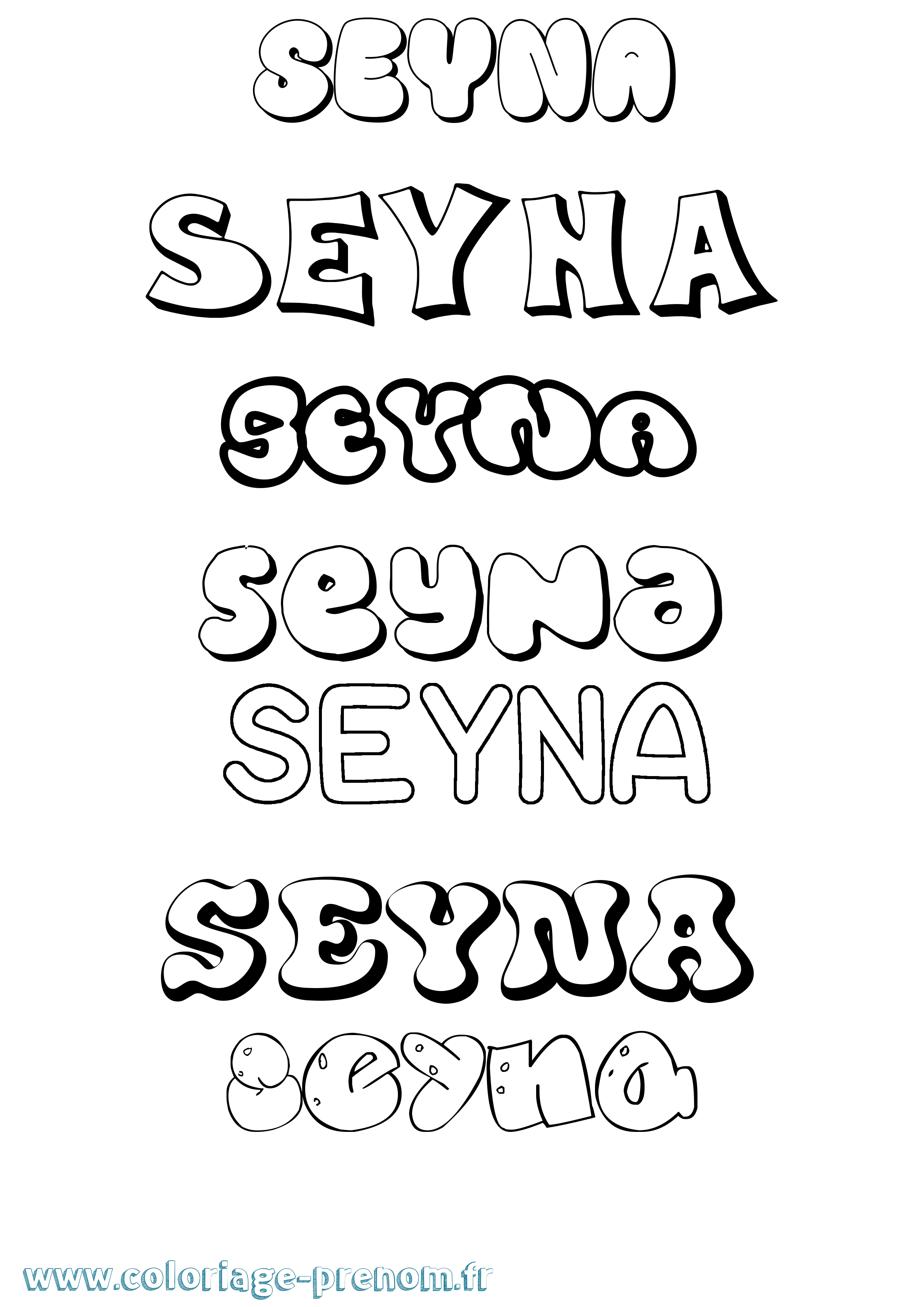 Coloriage Seyna Bubble Coloriage prénom Seyna Bubble