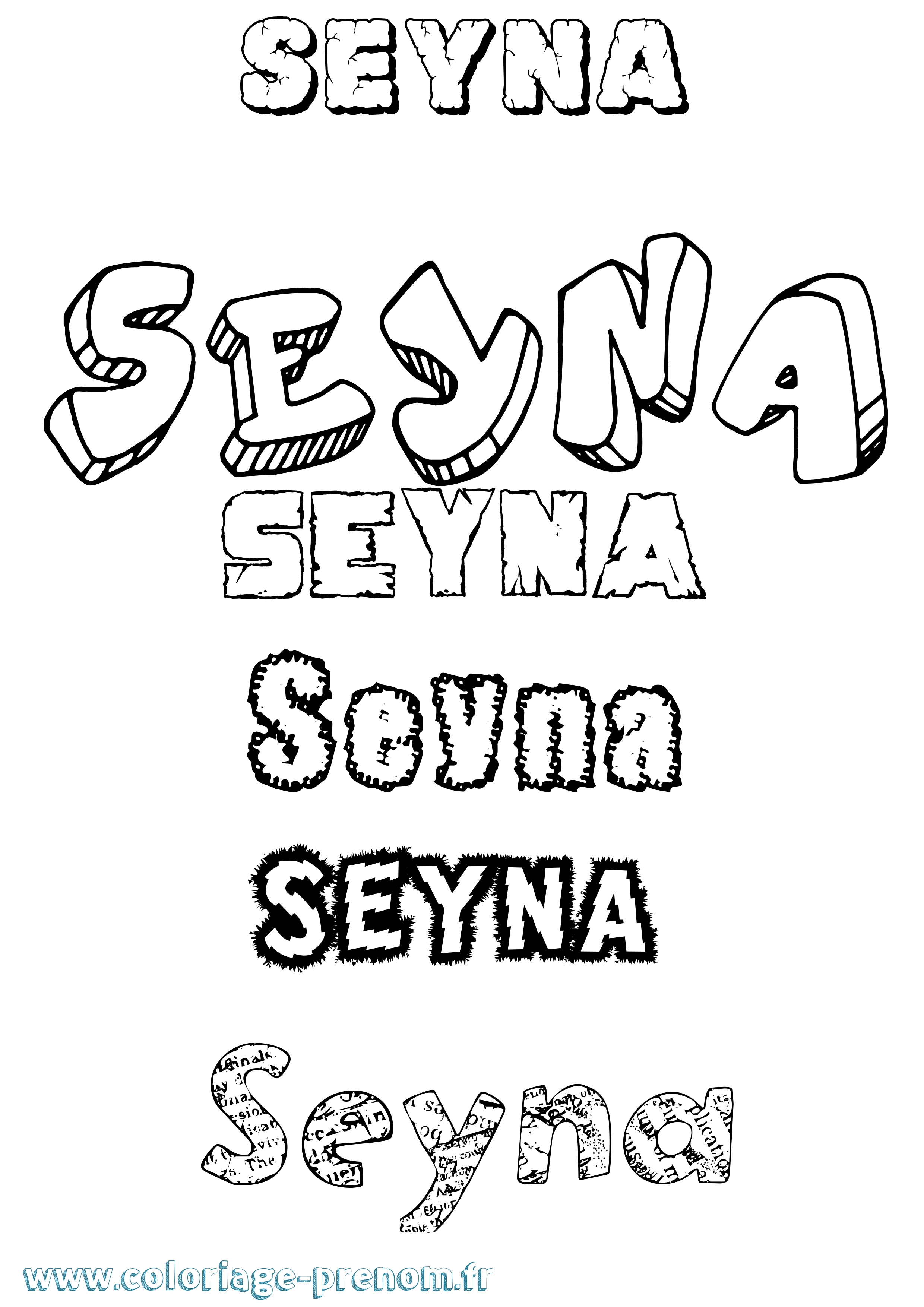 Coloriage Seyna Destructuré Coloriage prénom Seyna Destructuré