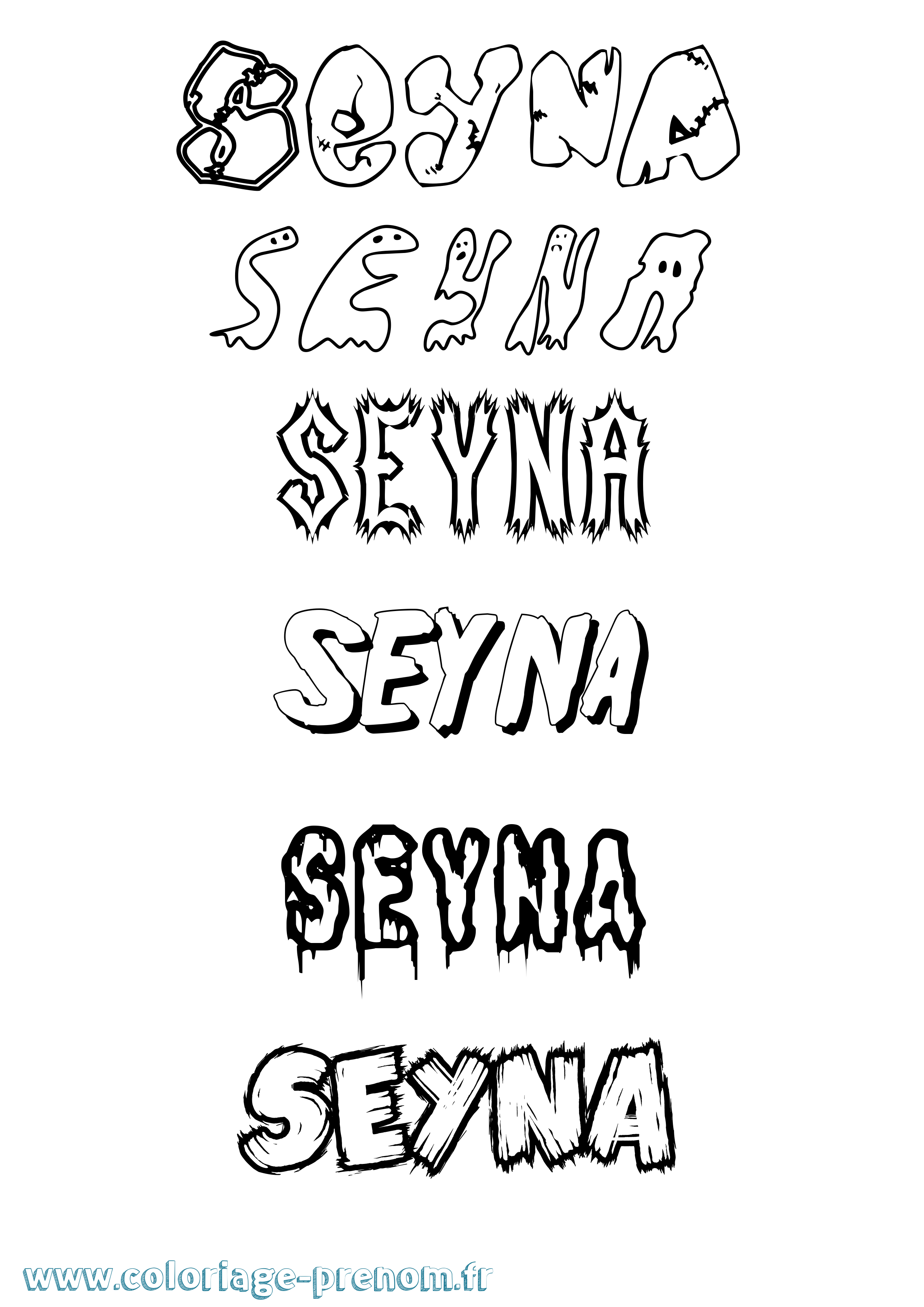 Coloriage Seyna Frisson Coloriage prénom Seyna Frisson