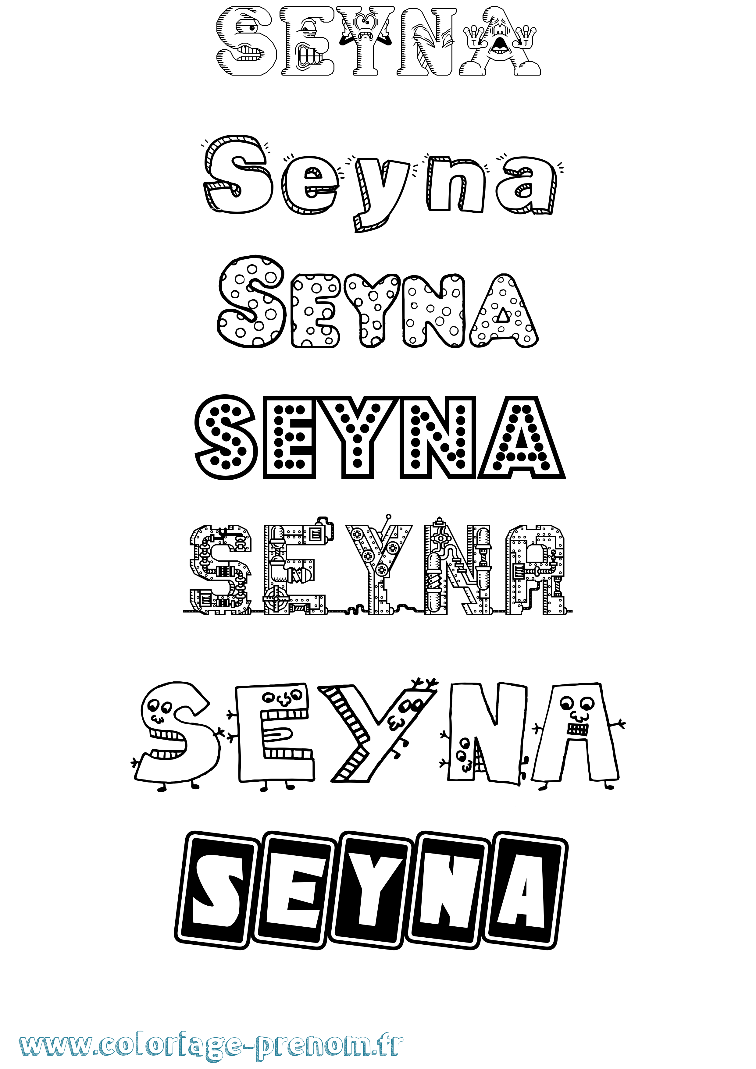 Coloriage Seyna Fun Coloriage prénom Seyna Fun
