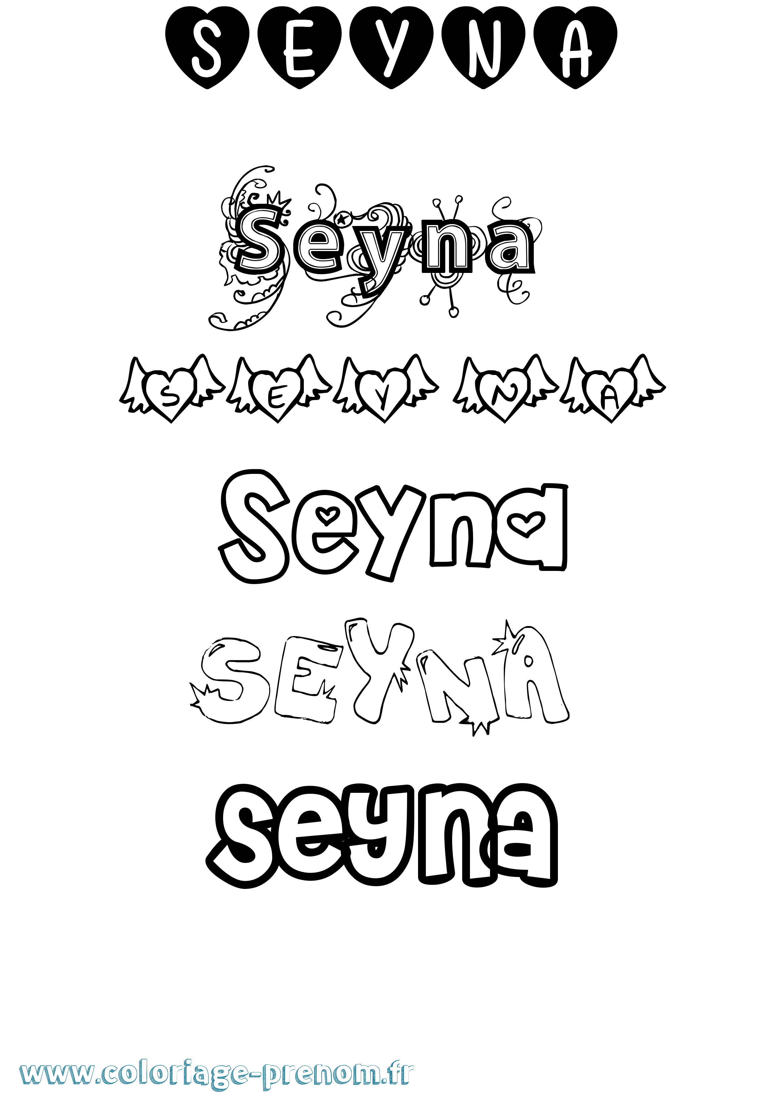 Coloriage Seyna Girly Coloriage prénom Seyna Girly