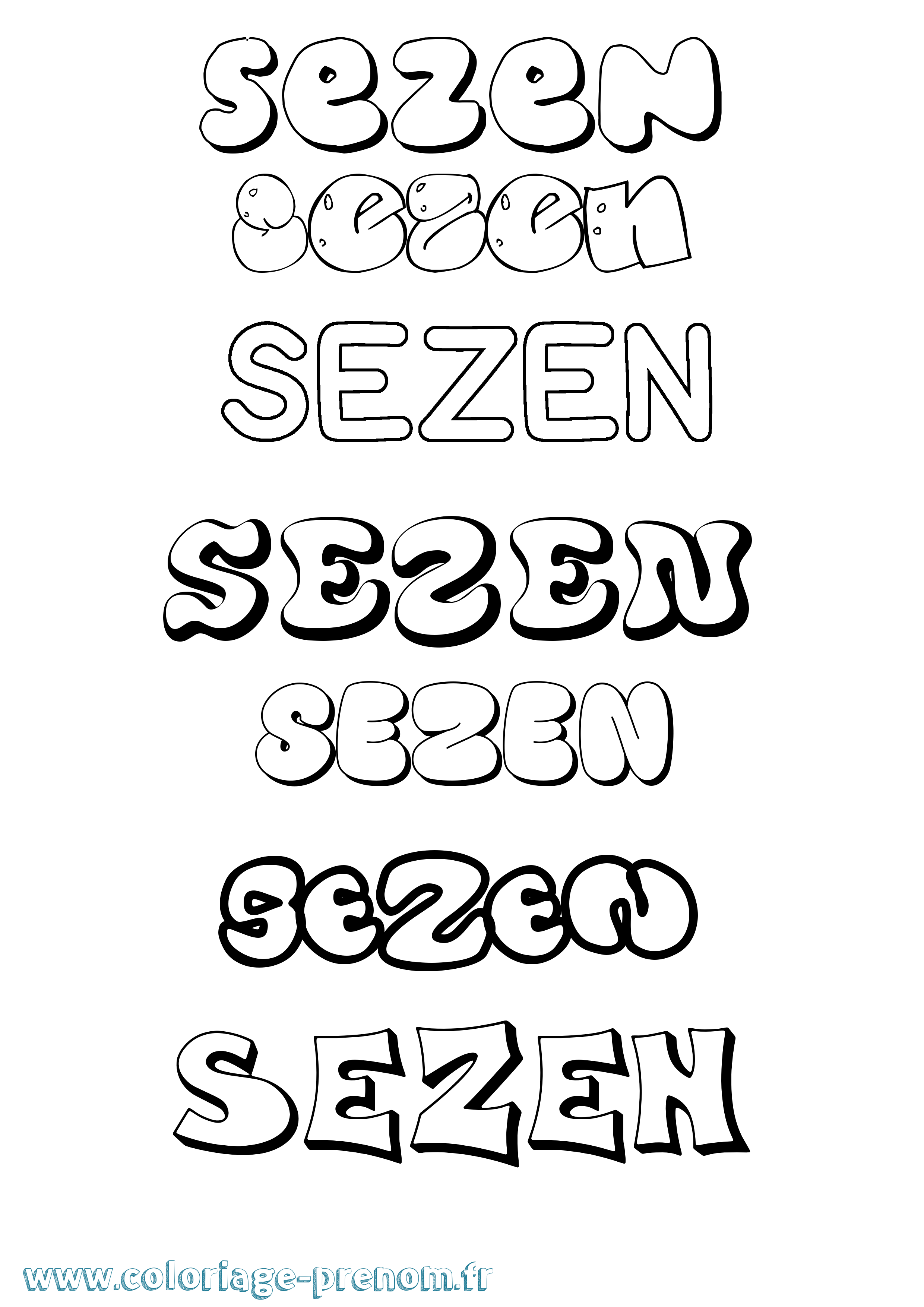 Coloriage Sezen Bubble Coloriage prénom Sezen Bubble