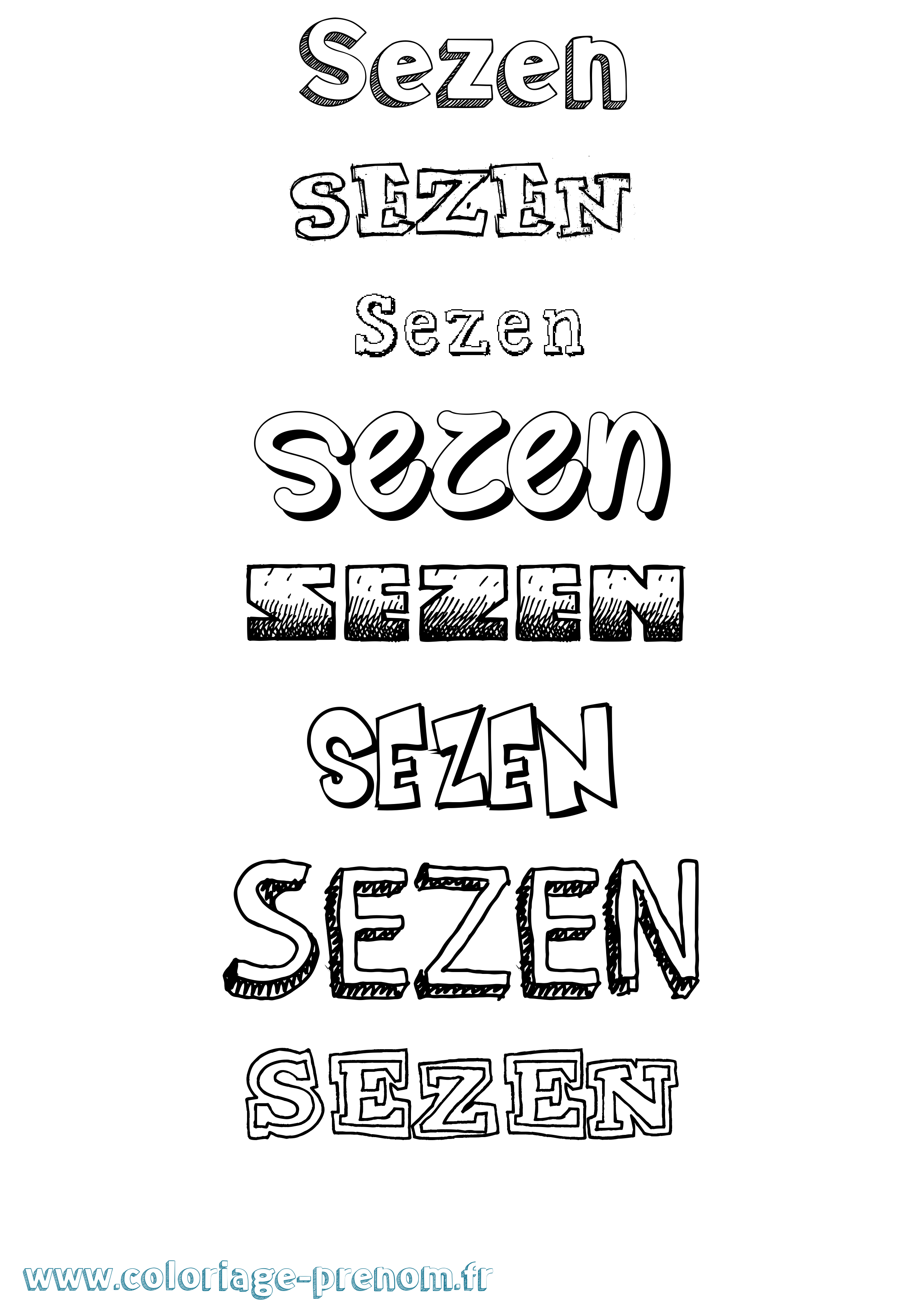 Coloriage Sezen Dessiné Coloriage prénom Sezen Dessiné