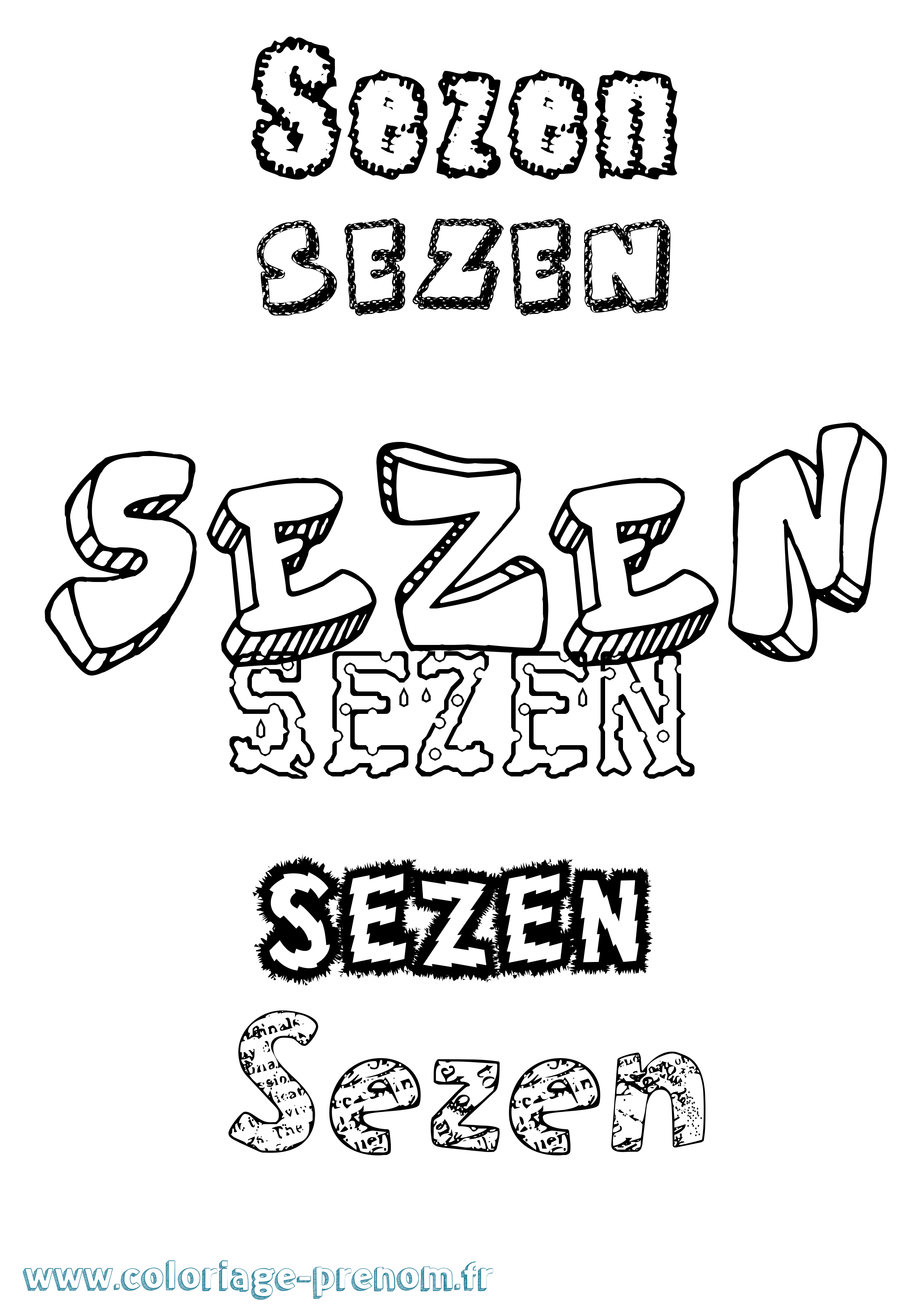 Coloriage Sezen Destructuré Coloriage prénom Sezen Destructuré
