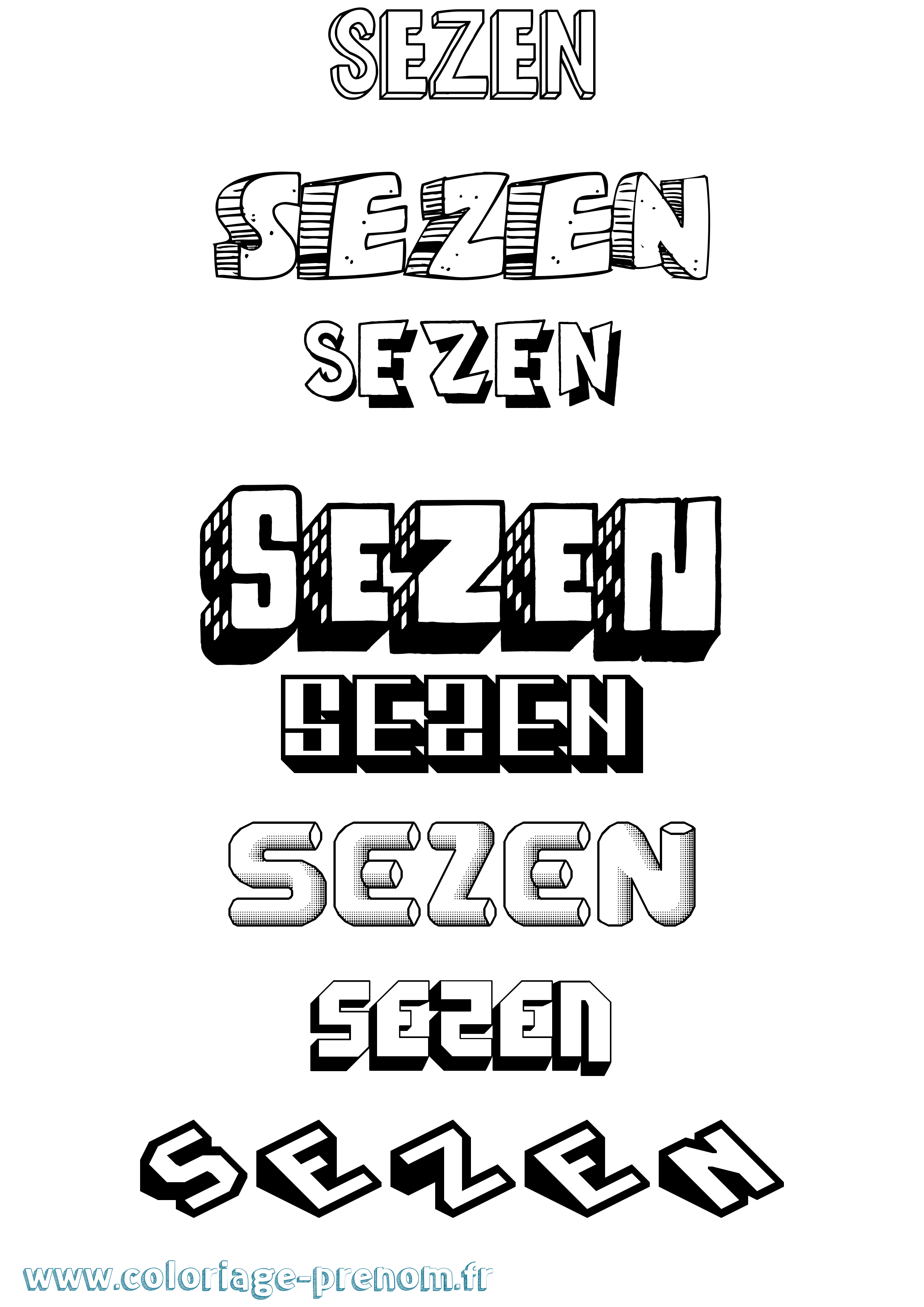 Coloriage Sezen Effet 3D Coloriage prénom Sezen Effet 3D