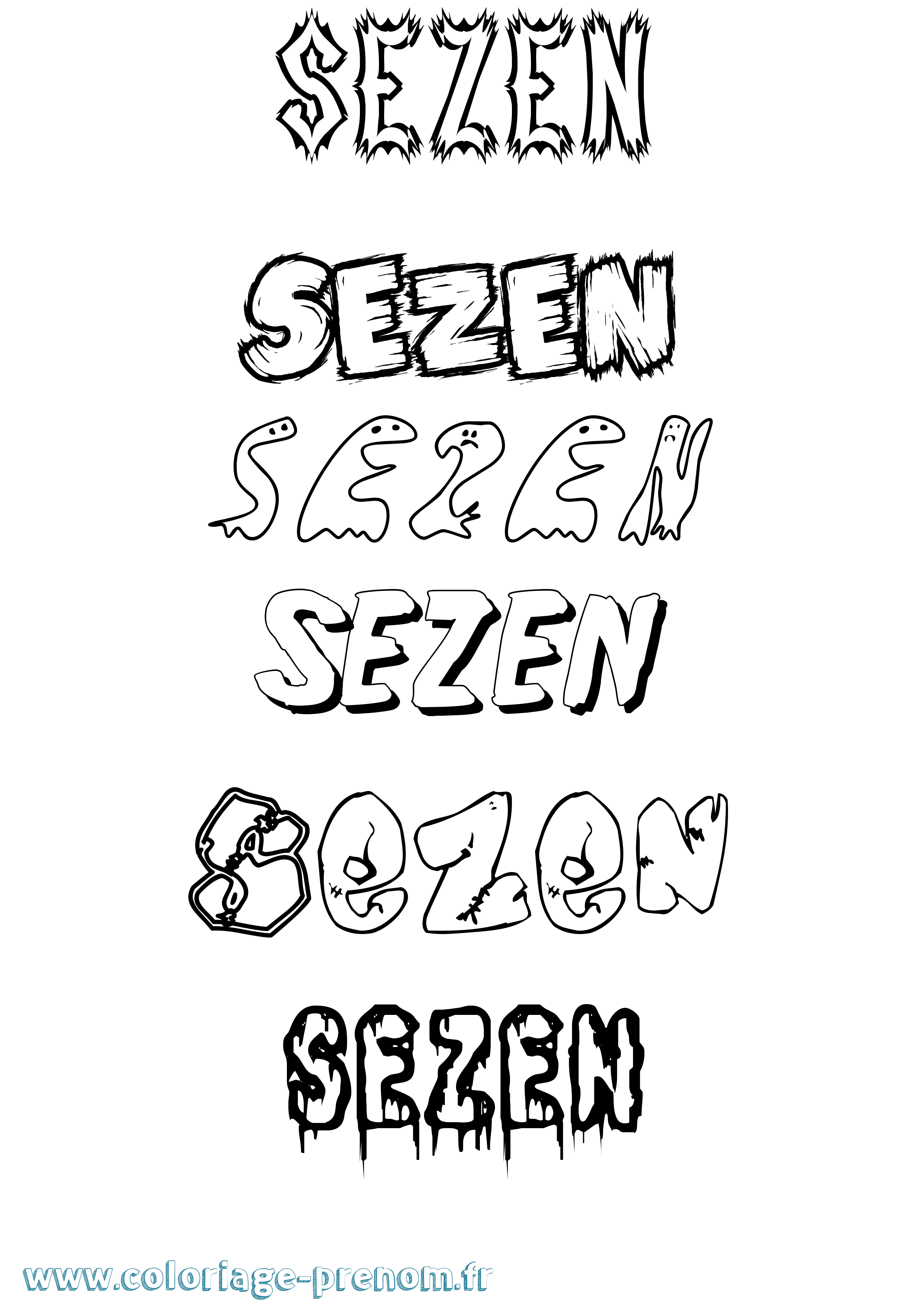 Coloriage Sezen Frisson Coloriage prénom Sezen Frisson