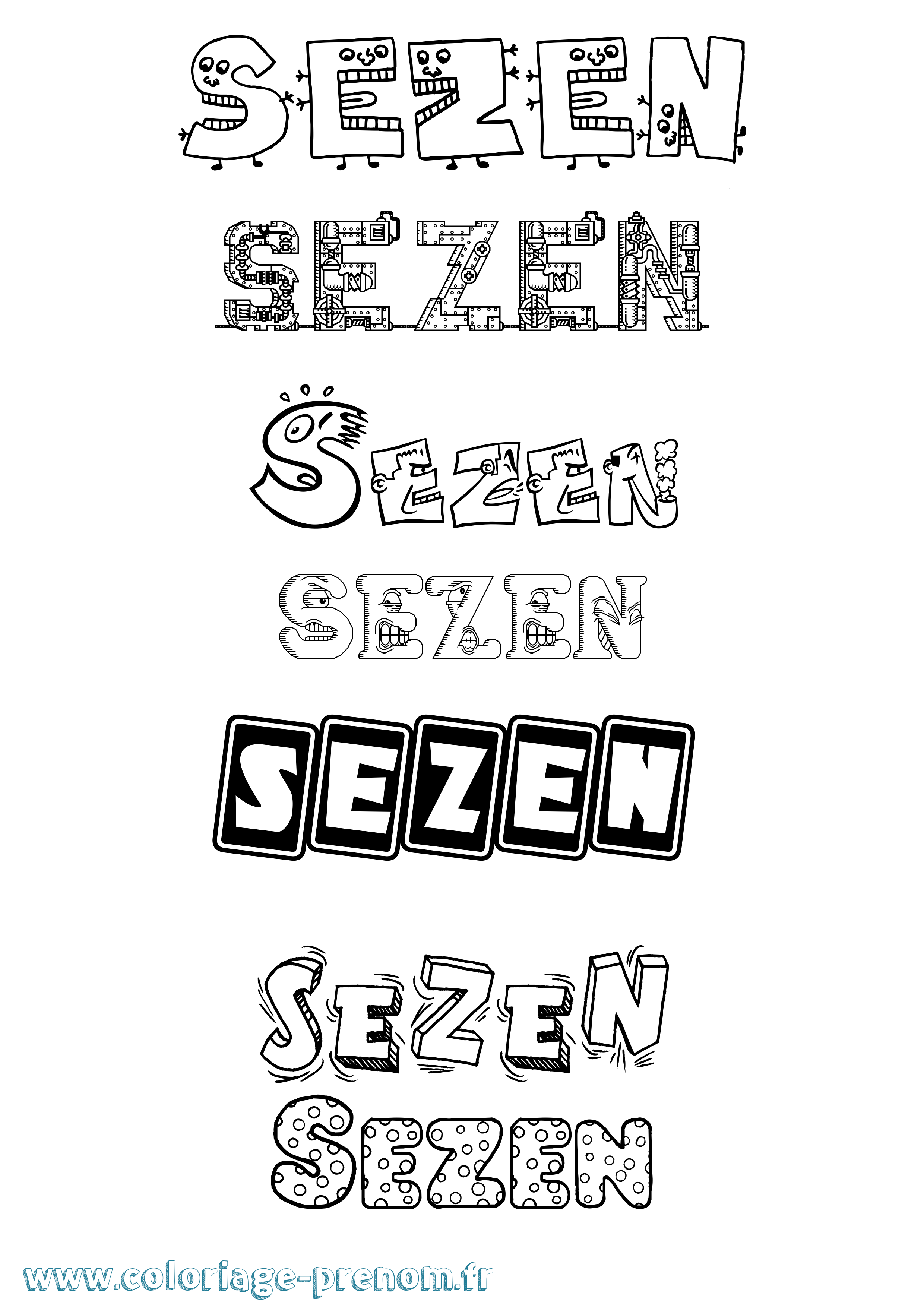 Coloriage Sezen Fun Coloriage prénom Sezen Fun