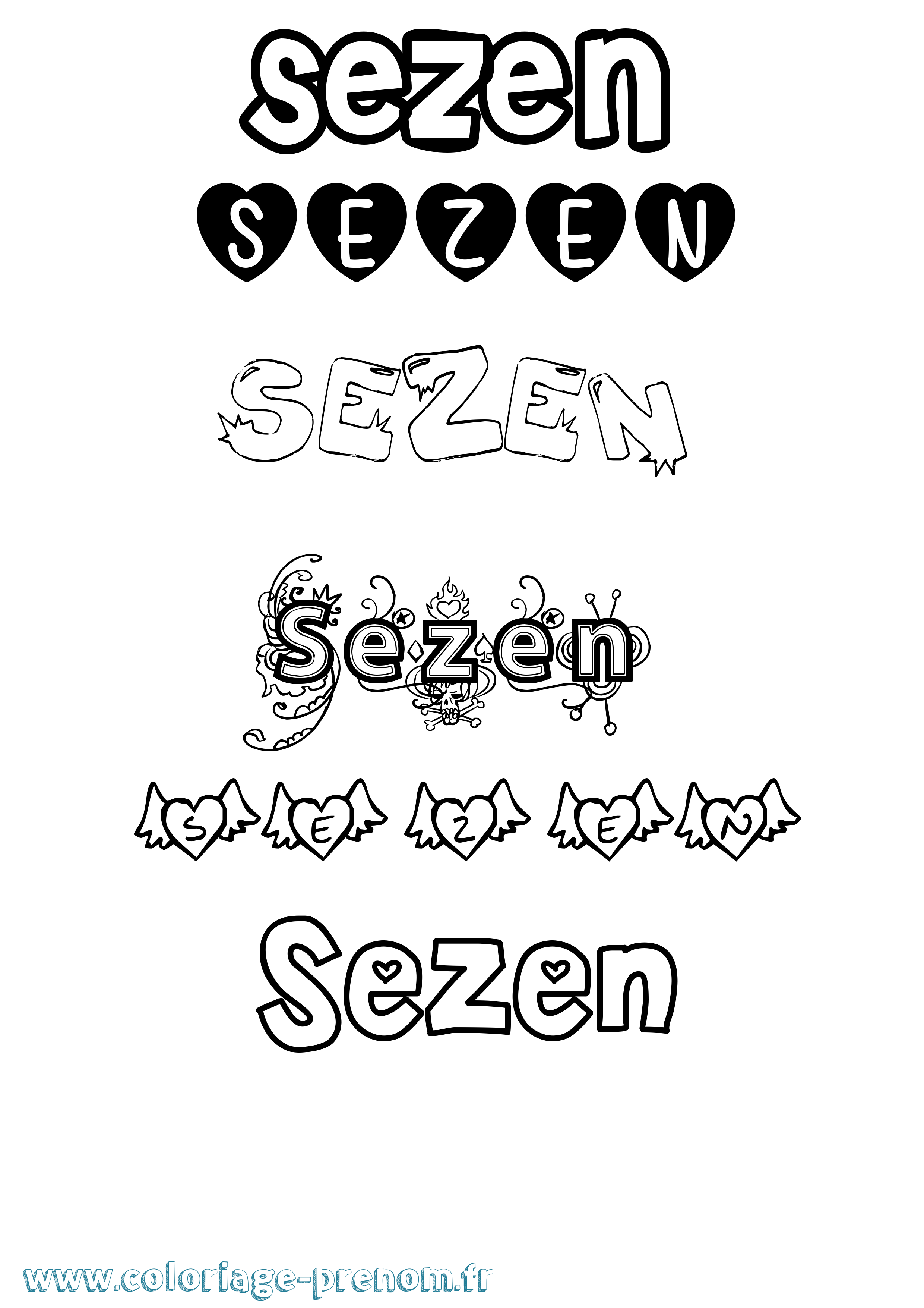 Coloriage Sezen Girly Coloriage prénom Sezen Girly