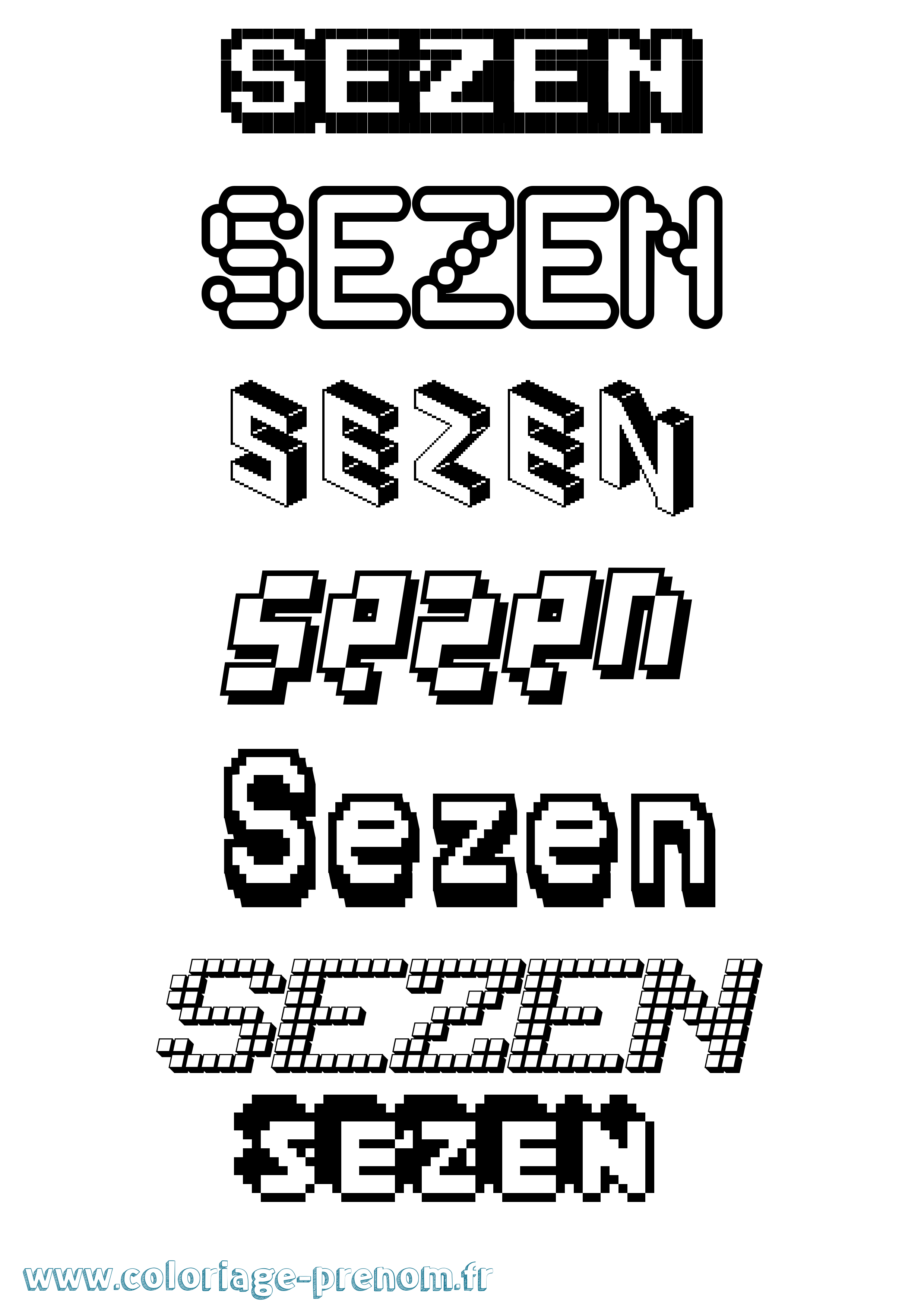 Coloriage Sezen Pixel Coloriage prénom Sezen Pixel
