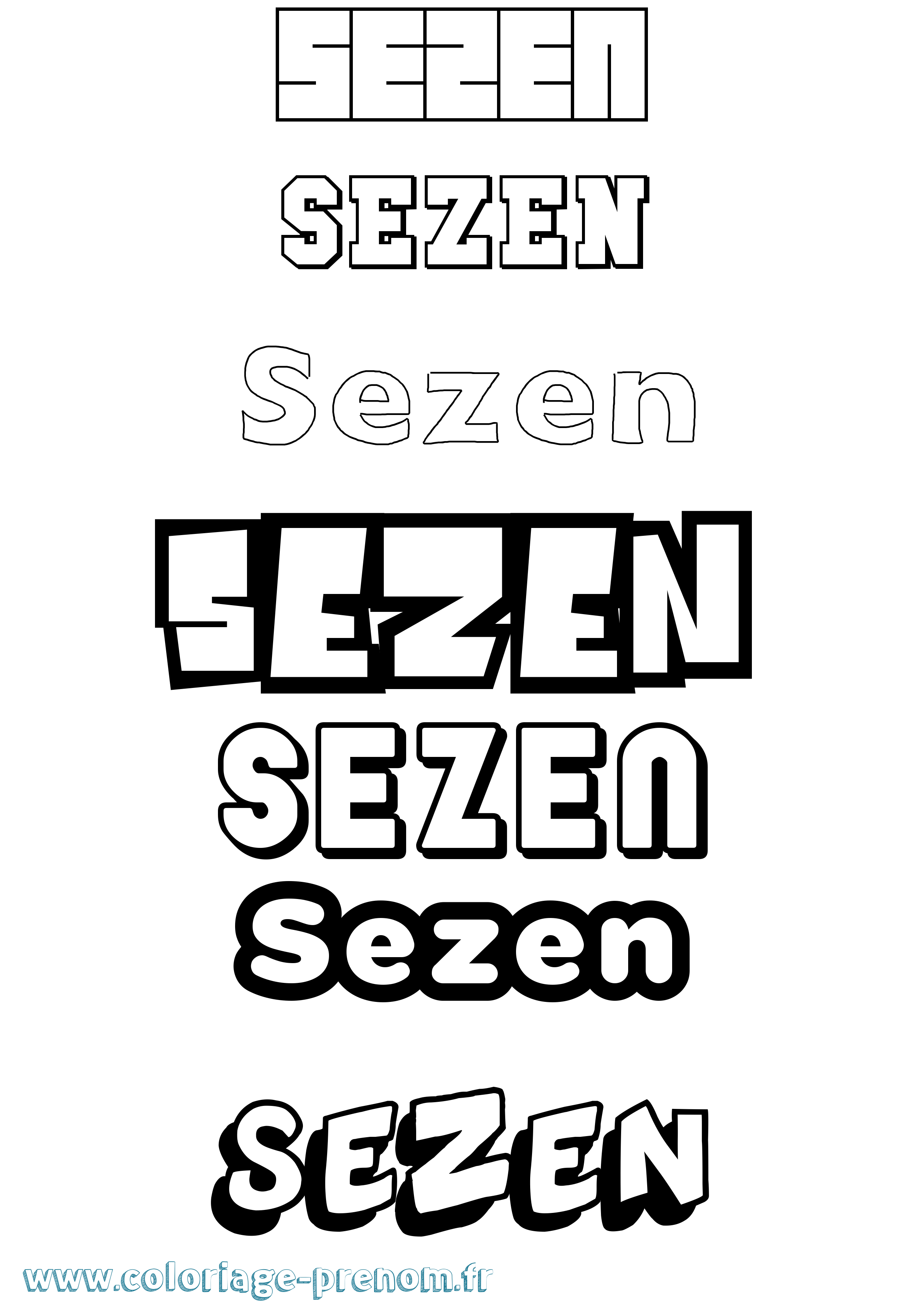 Coloriage Sezen Simple Coloriage prénom Sezen Simple