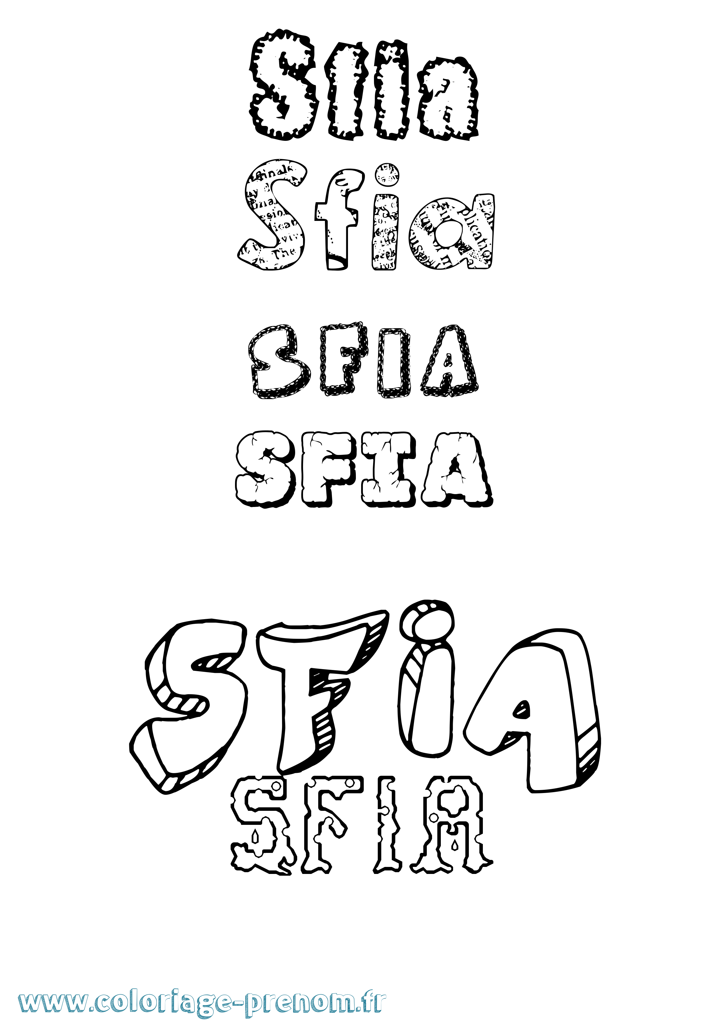Coloriage Sfia Destructuré Coloriage prénom Sfia Destructuré