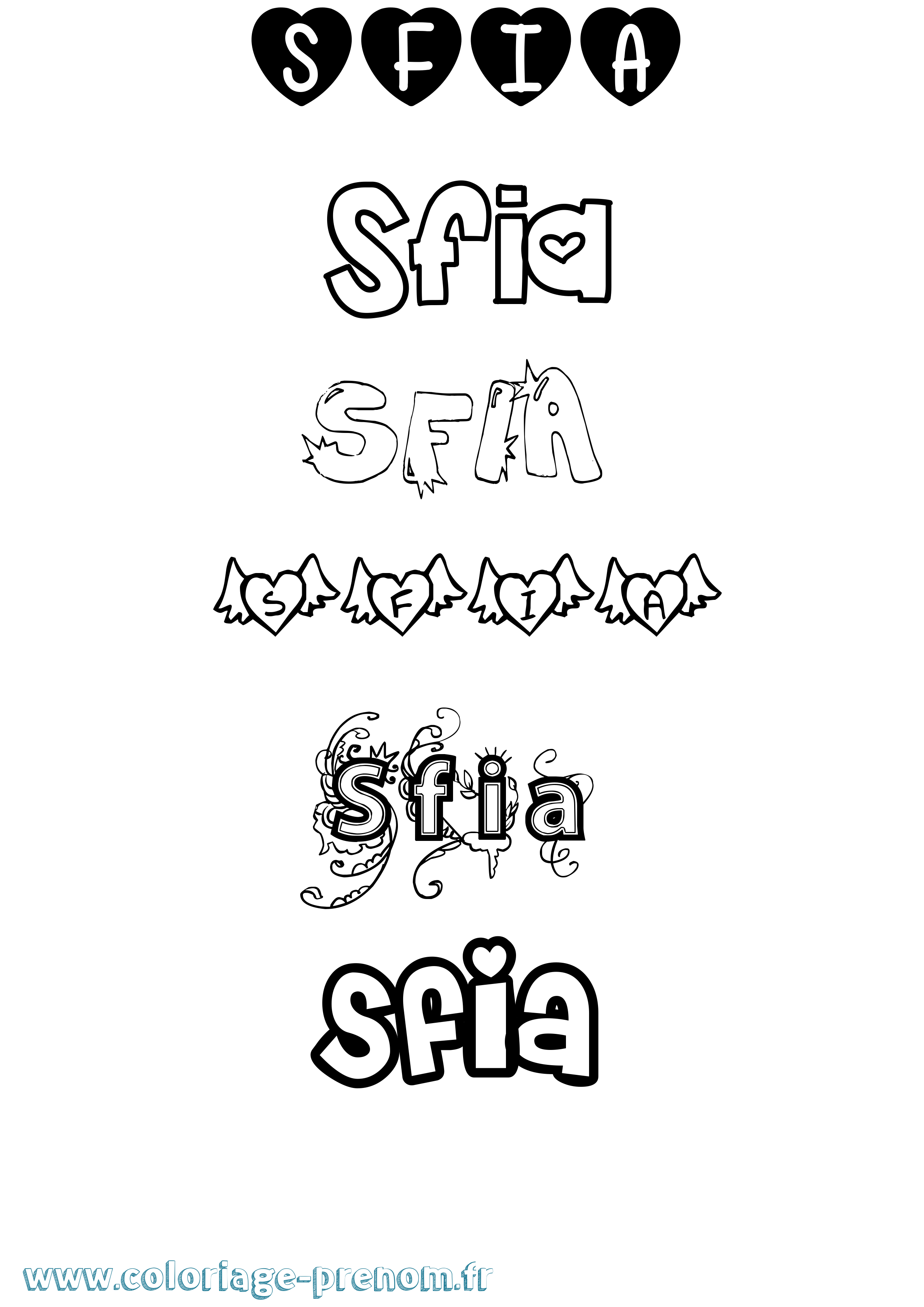 Coloriage Sfia Girly Coloriage prénom Sfia Girly