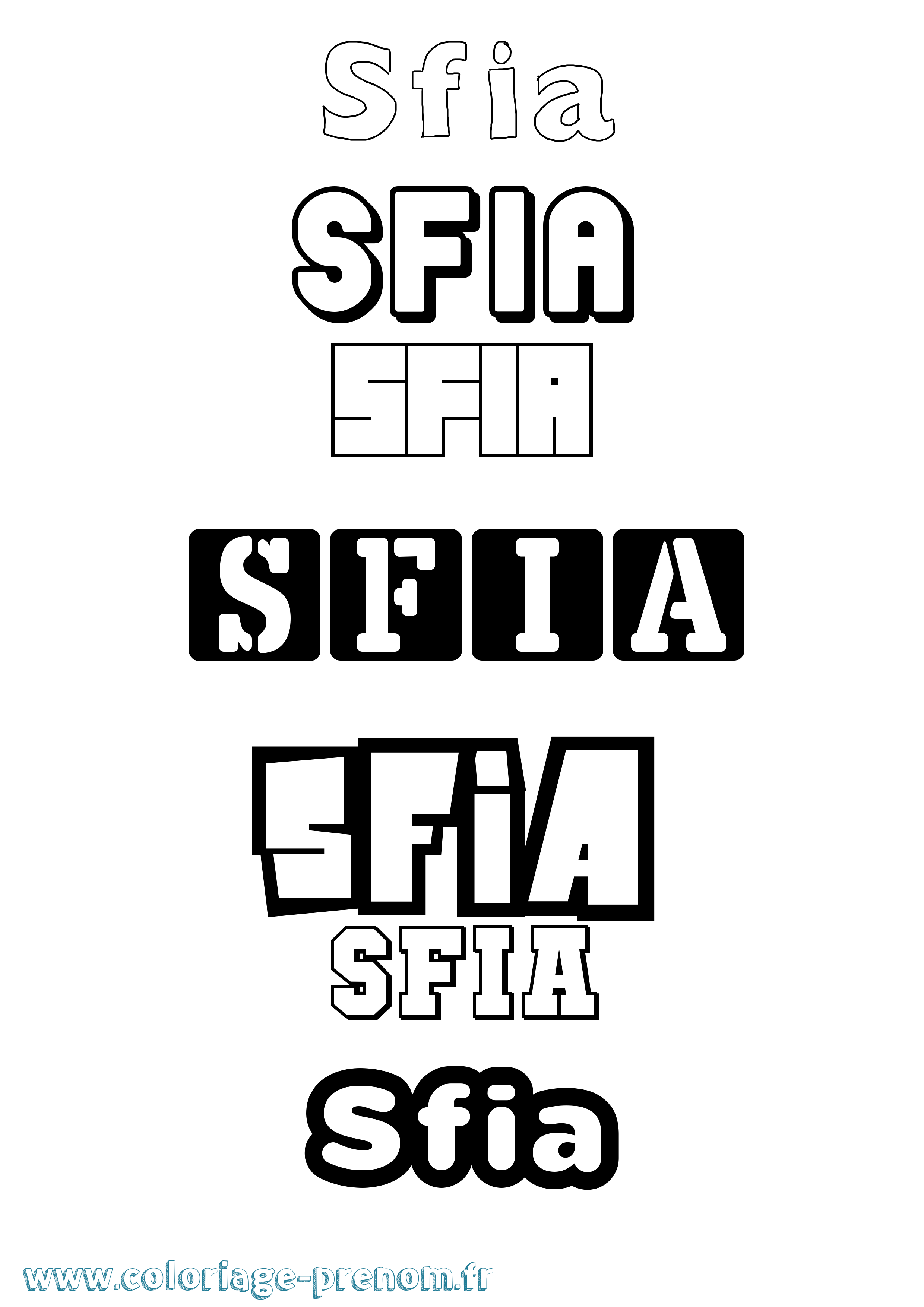 Coloriage Sfia Simple Coloriage prénom Sfia Simple