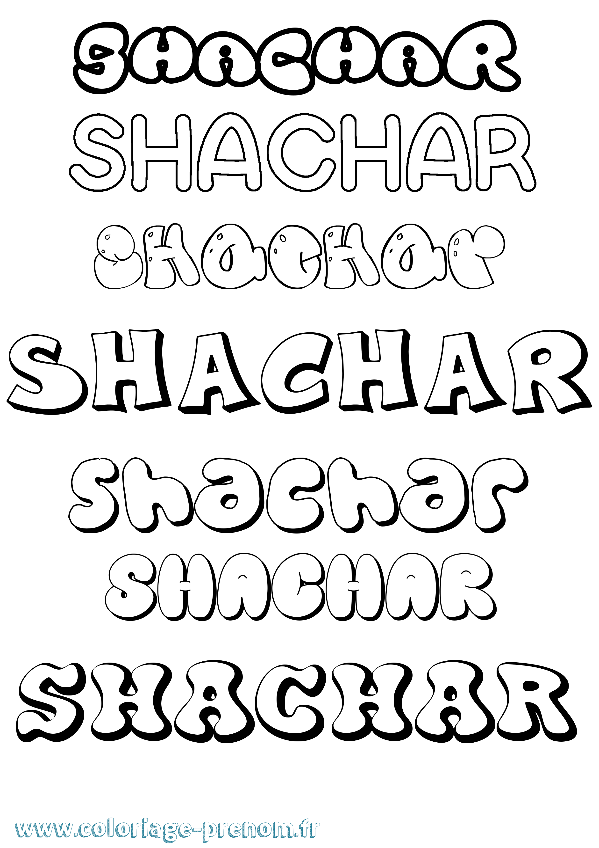 Coloriage Shachar Bubble Coloriage prénom Shachar Bubble