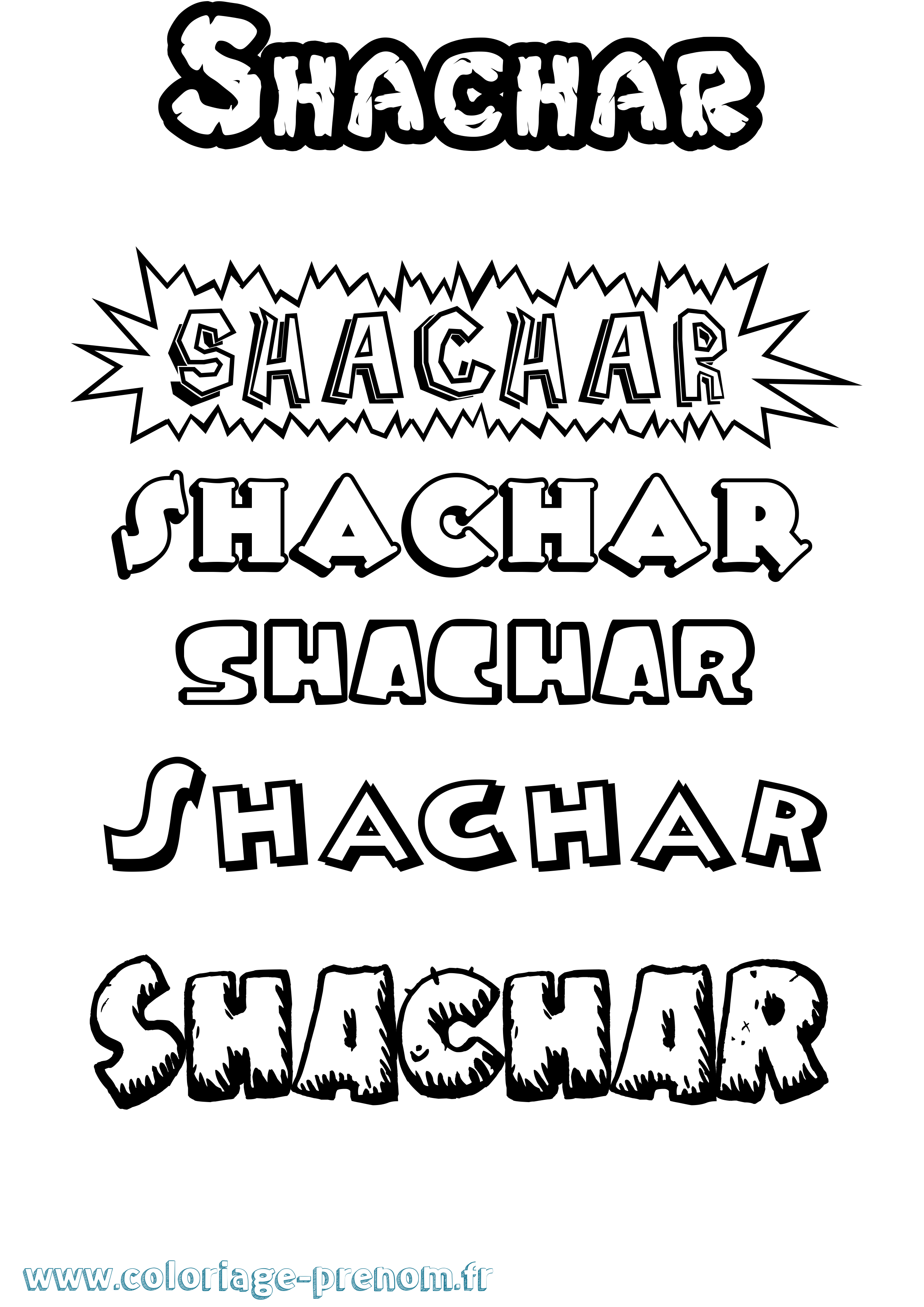 Coloriage Shachar Dessin Animé Coloriage prénom Shachar Dessin Animé