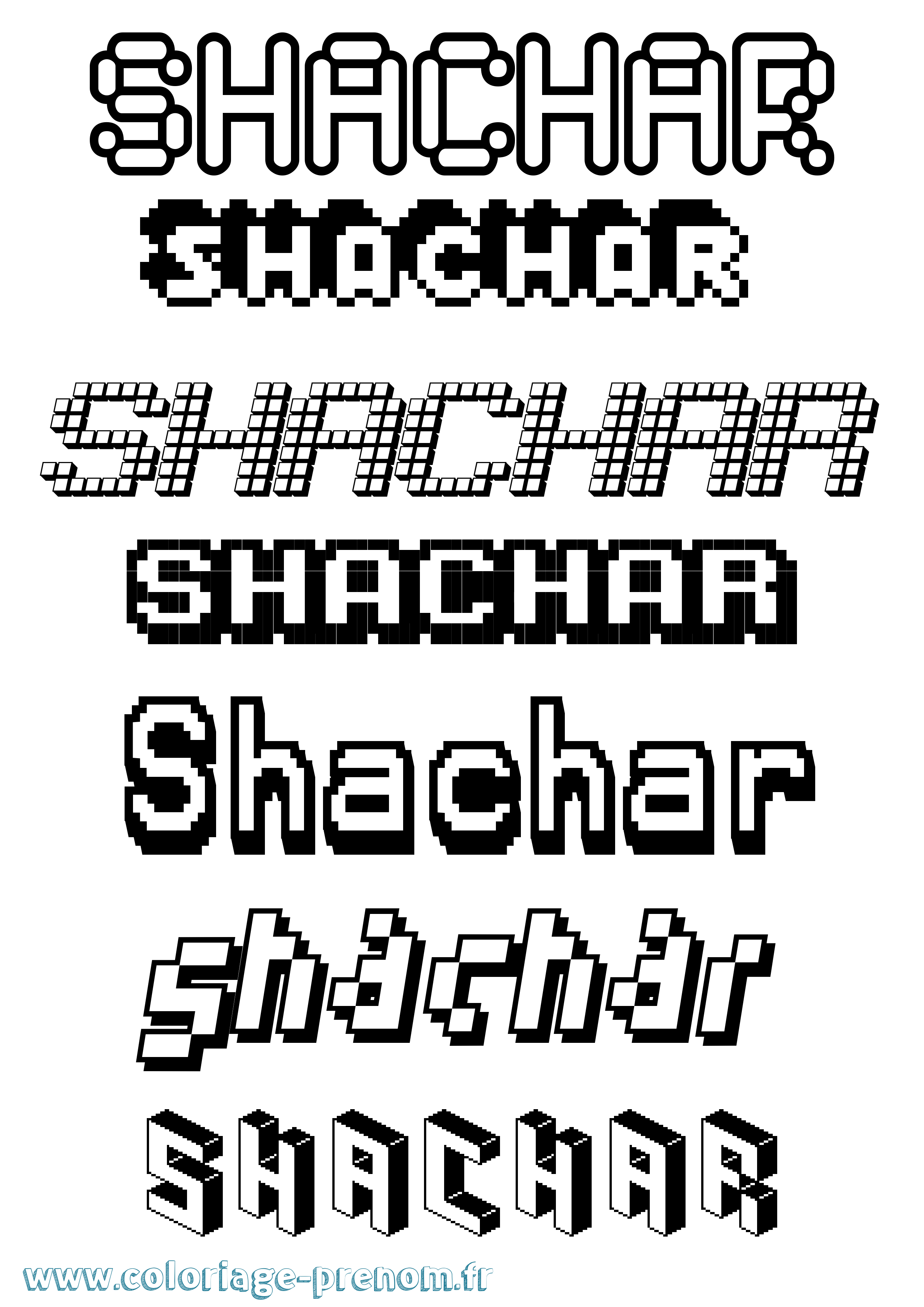 Coloriage Shachar Pixel Coloriage prénom Shachar Pixel