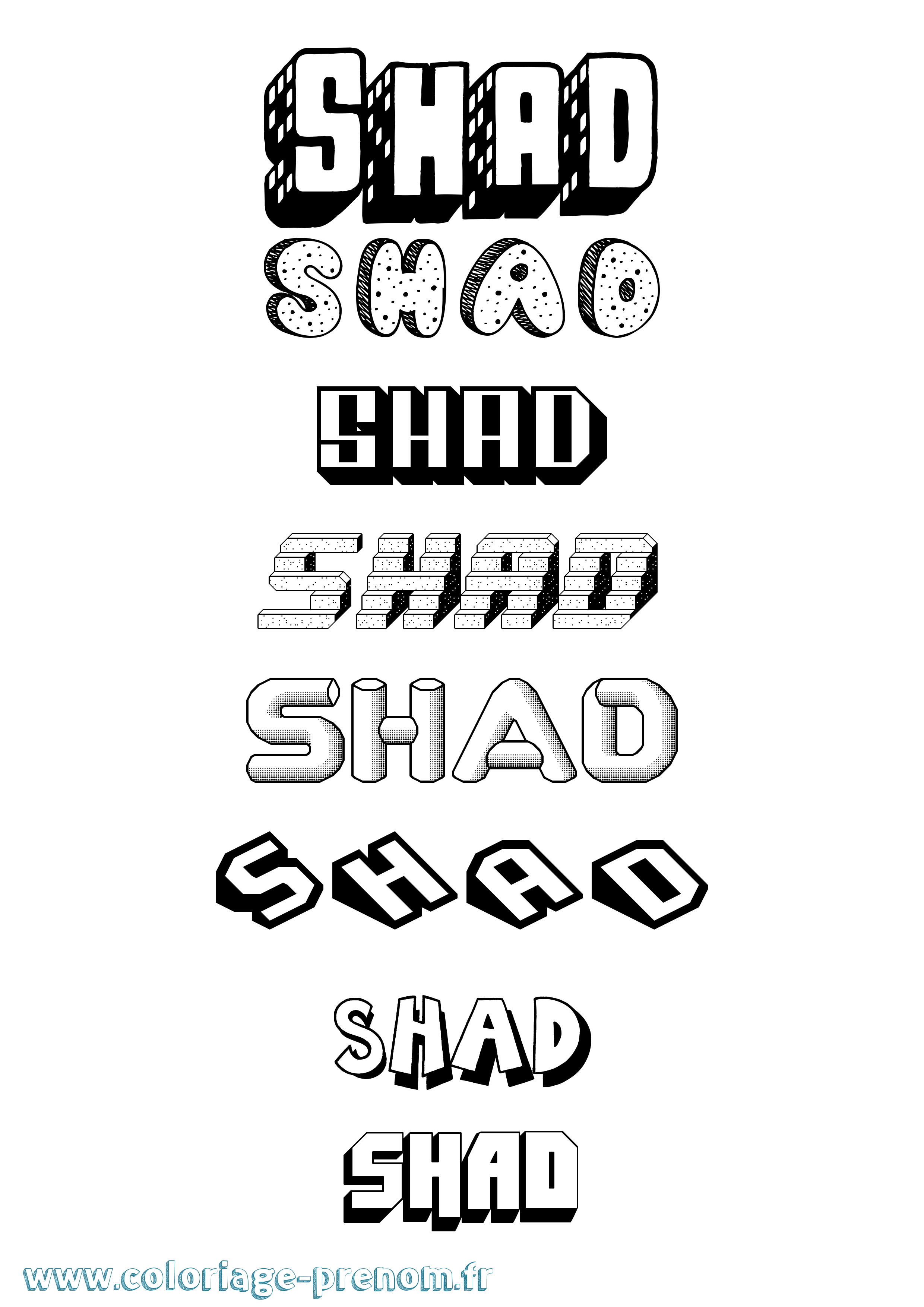 Coloriage Shad Effet 3D Coloriage prénom Shad Effet 3D