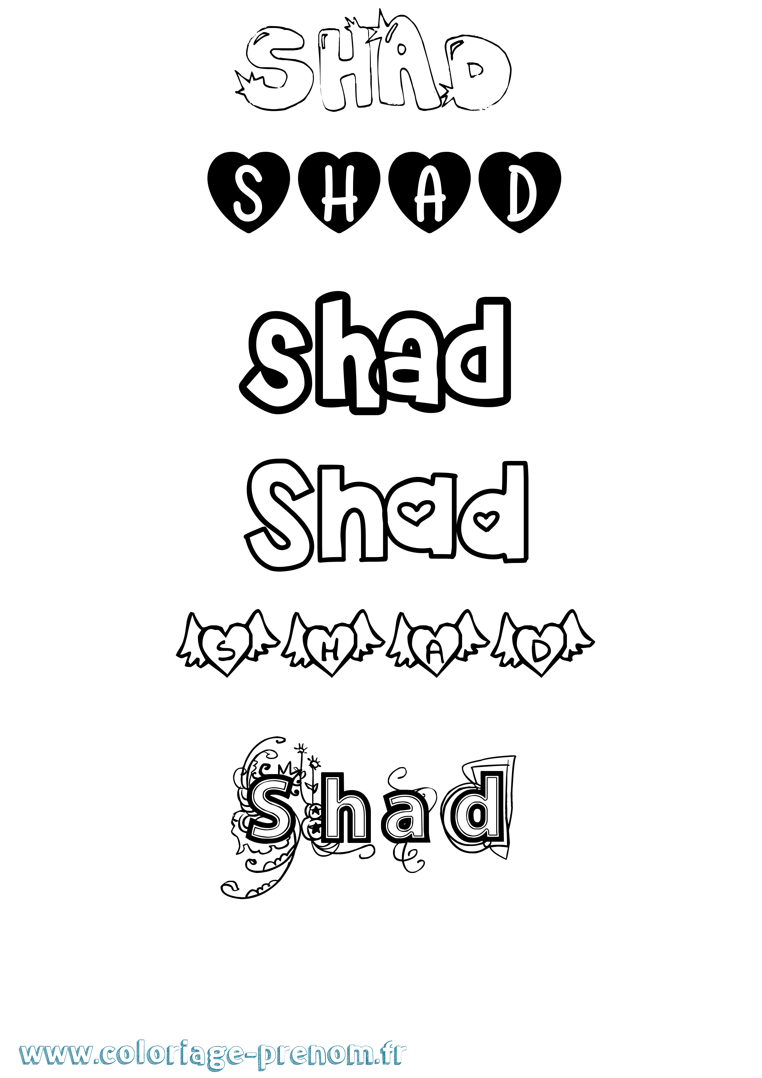 Coloriage Shad Girly Coloriage prénom Shad Girly