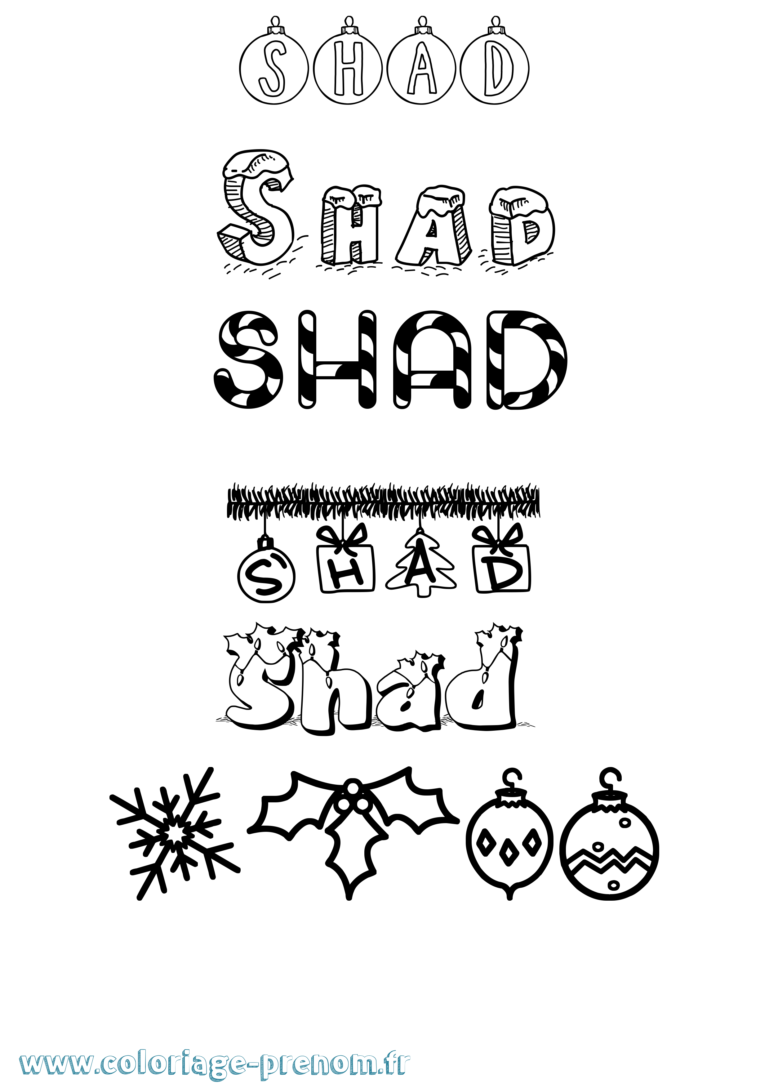 Coloriage Shad Noël Coloriage prénom Shad Noël