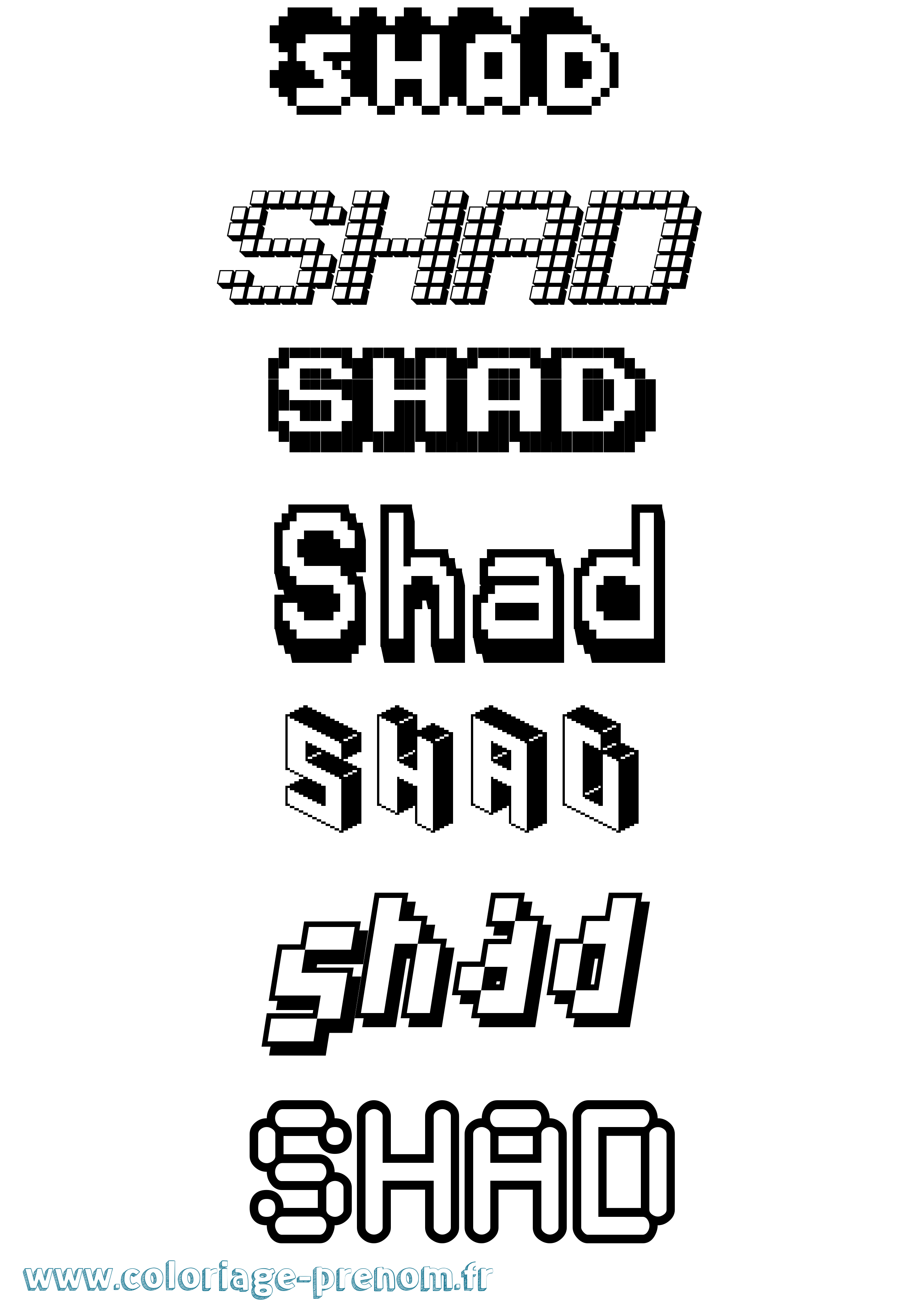 Coloriage Shad Pixel Coloriage prénom Shad Pixel