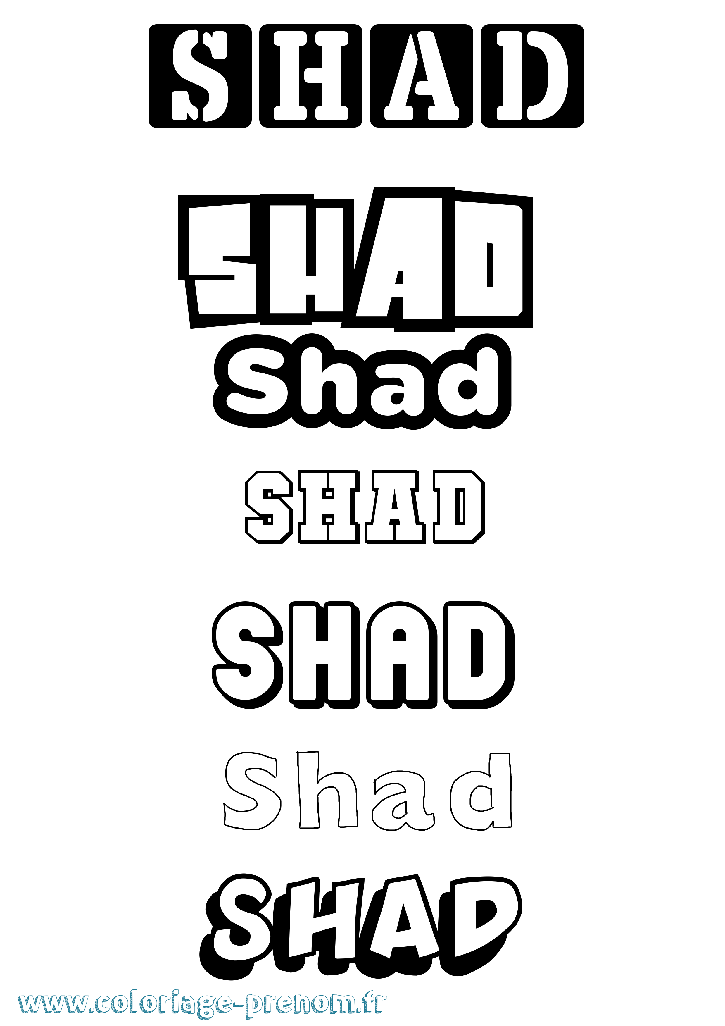 Coloriage Shad Simple Coloriage prénom Shad Simple