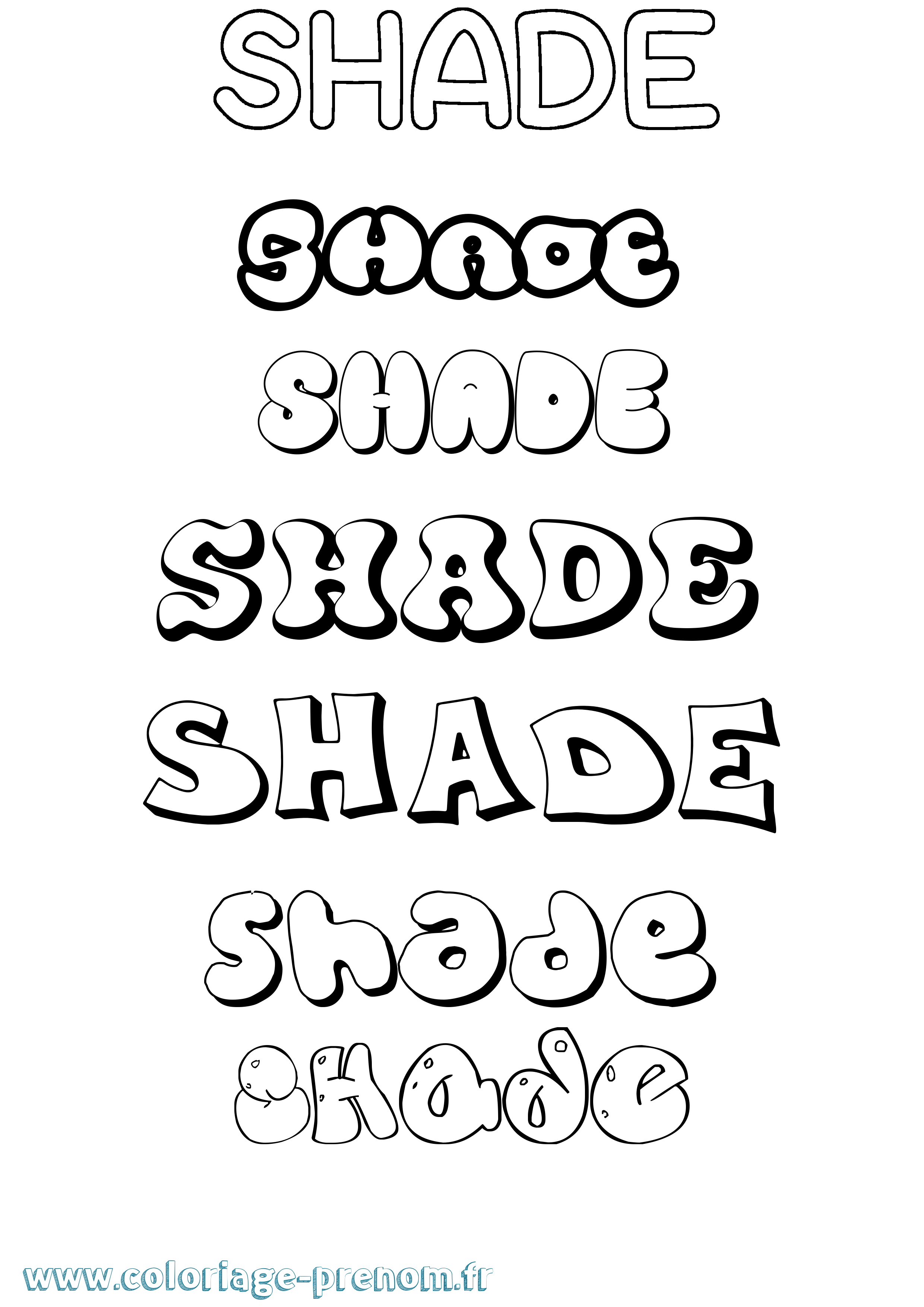 Coloriage Shade Bubble Coloriage prénom Shade Bubble