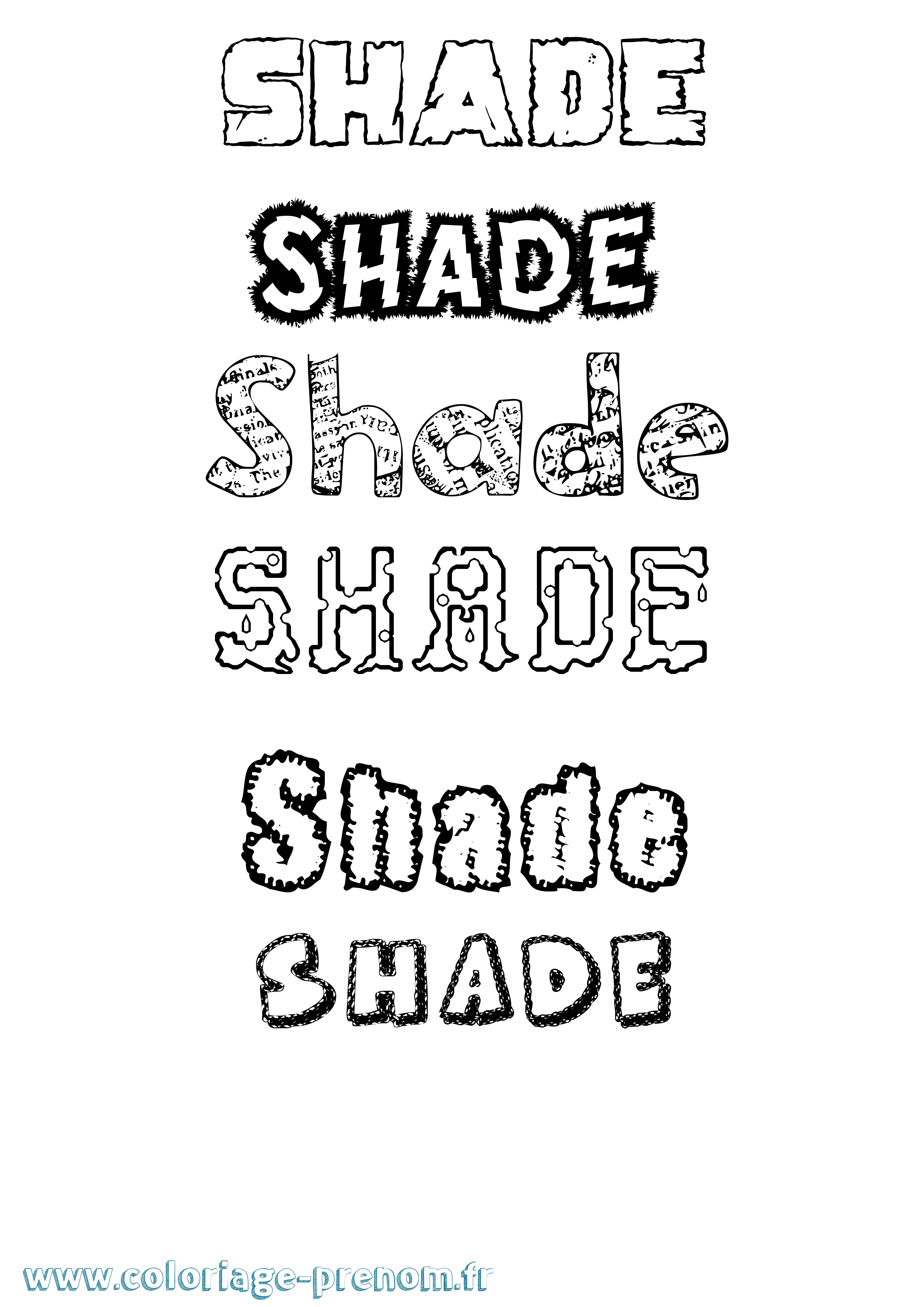 Coloriage Shade Destructuré Coloriage prénom Shade Destructuré