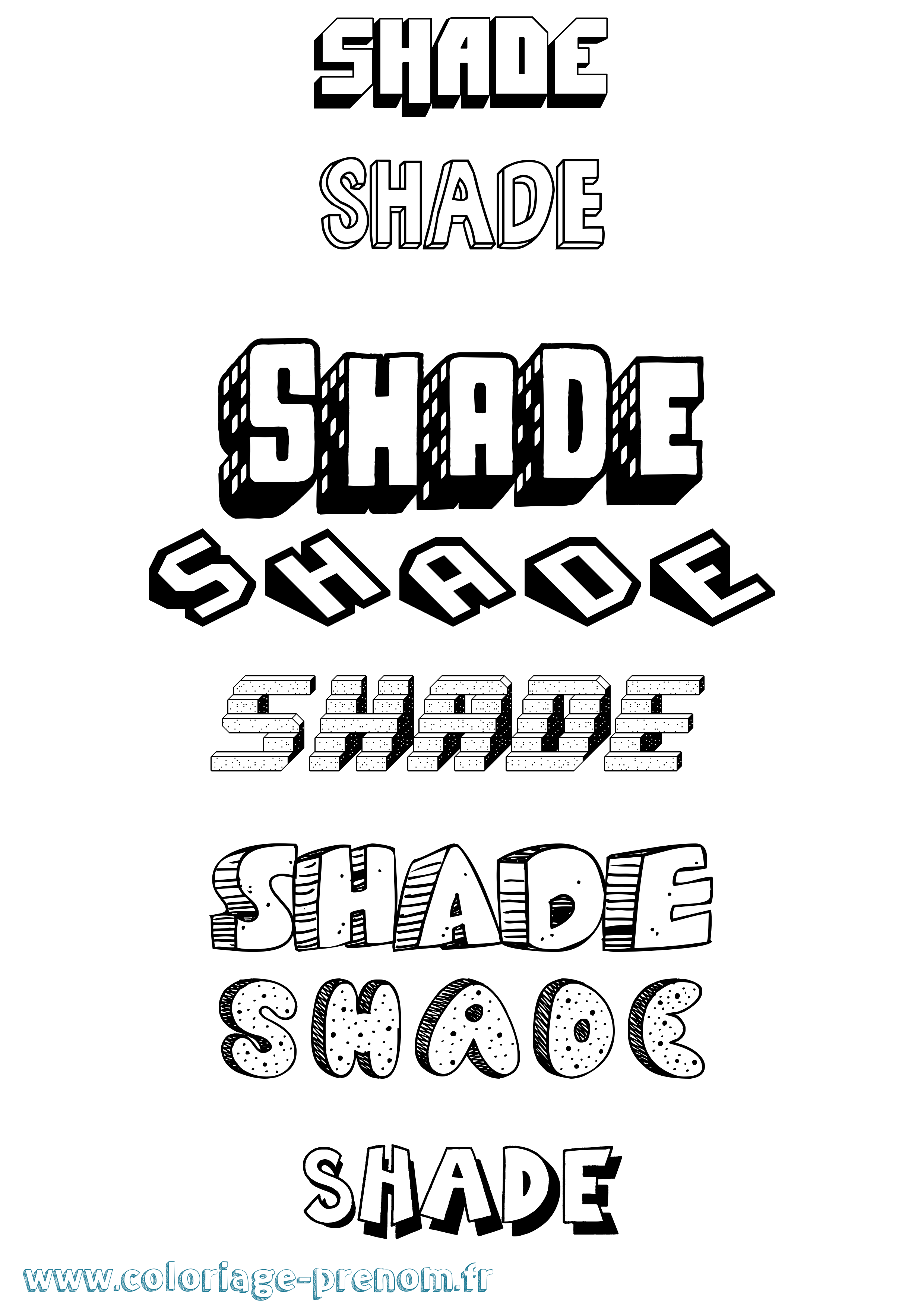 Coloriage Shade Effet 3D Coloriage prénom Shade Effet 3D