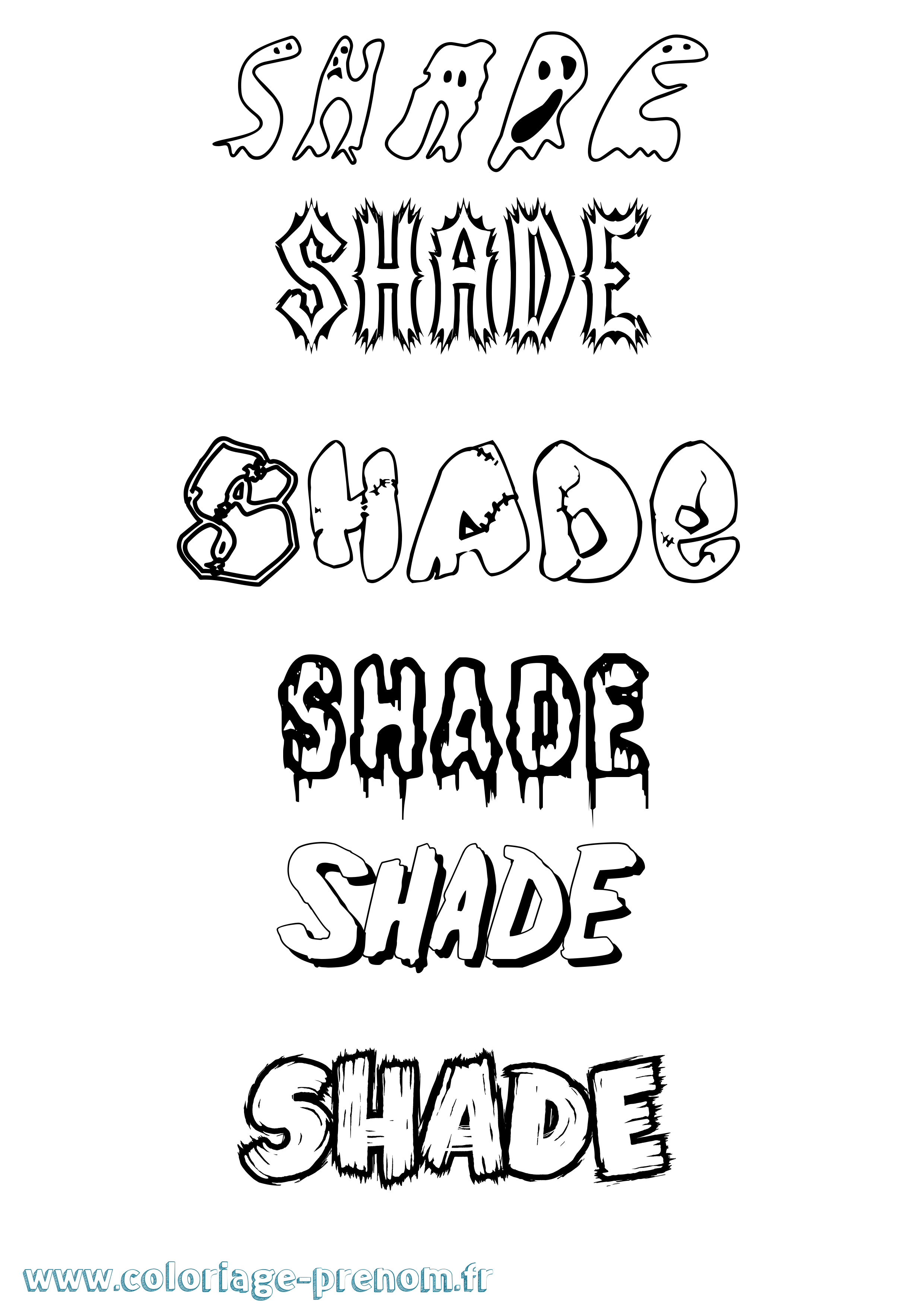 Coloriage Shade Frisson Coloriage prénom Shade Frisson