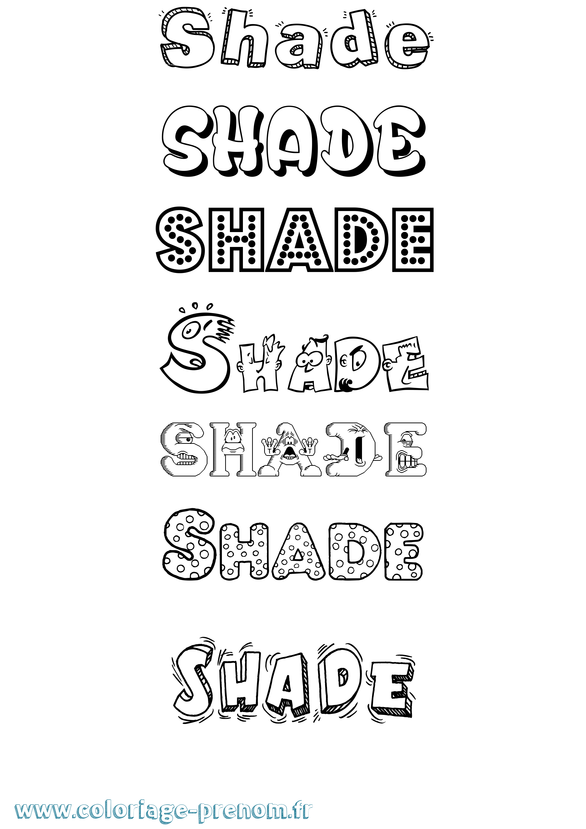 Coloriage Shade Fun Coloriage prénom Shade Fun