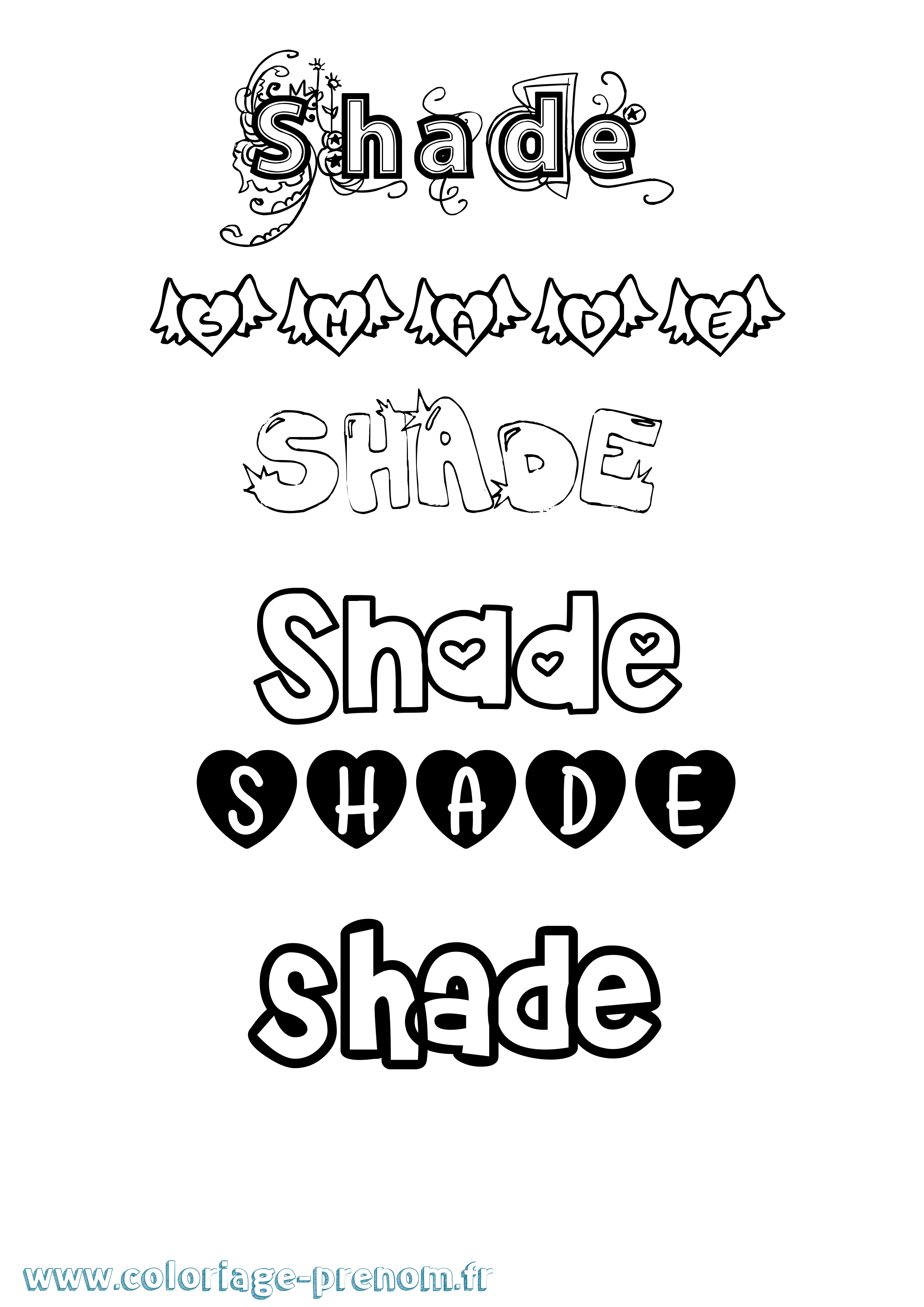 Coloriage Shade Girly Coloriage prénom Shade Girly