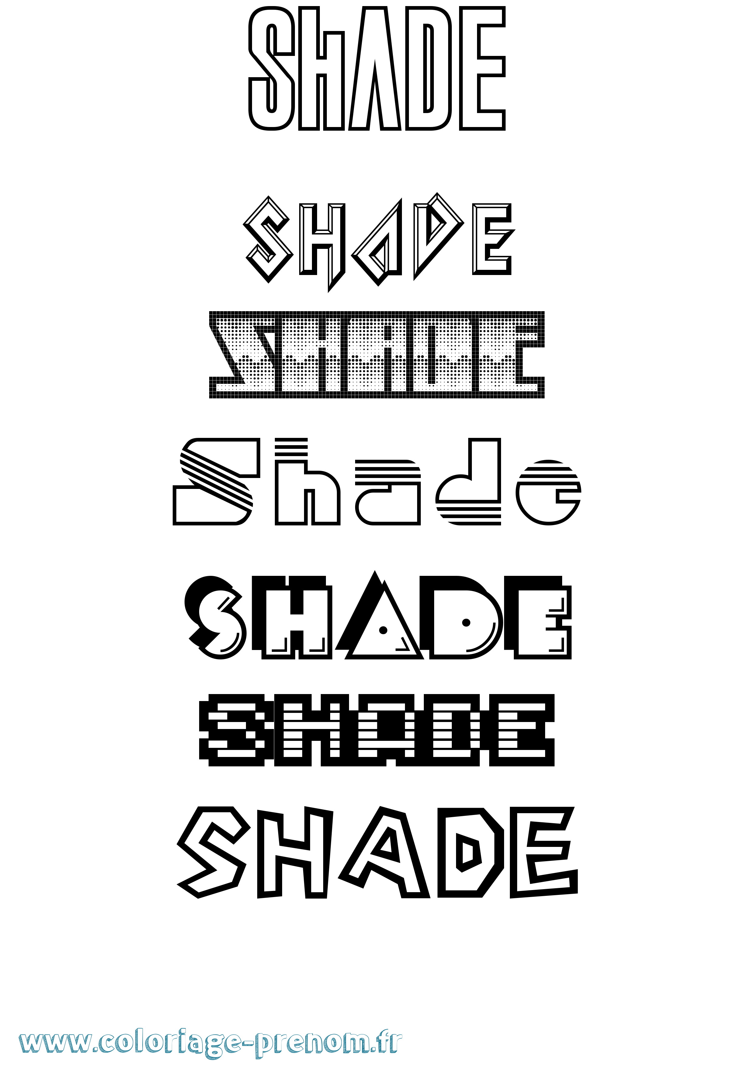 Coloriage Shade Jeux Vidéos Coloriage prénom Shade Jeux Vidéos