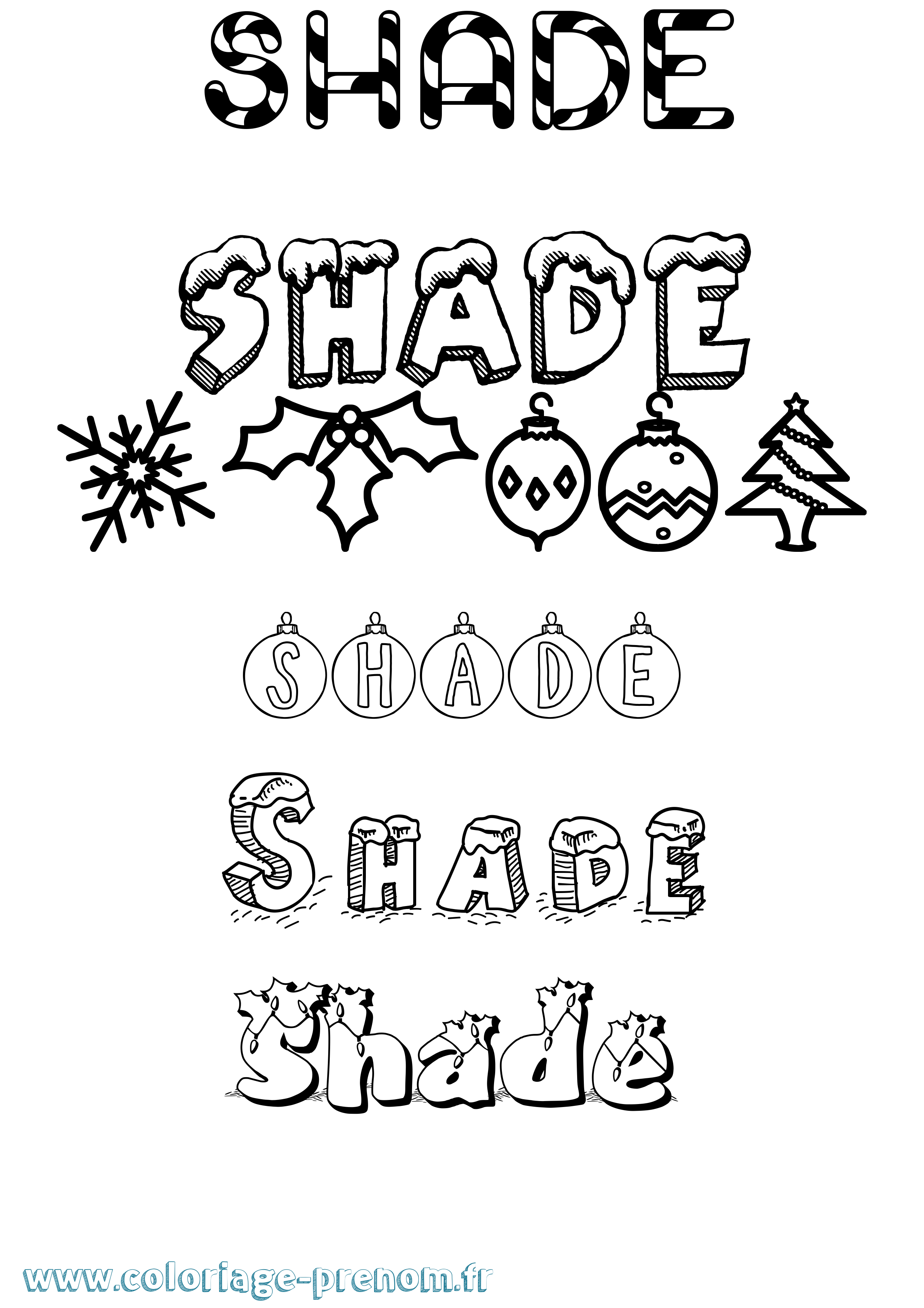 Coloriage Shade Noël Coloriage prénom Shade Noël