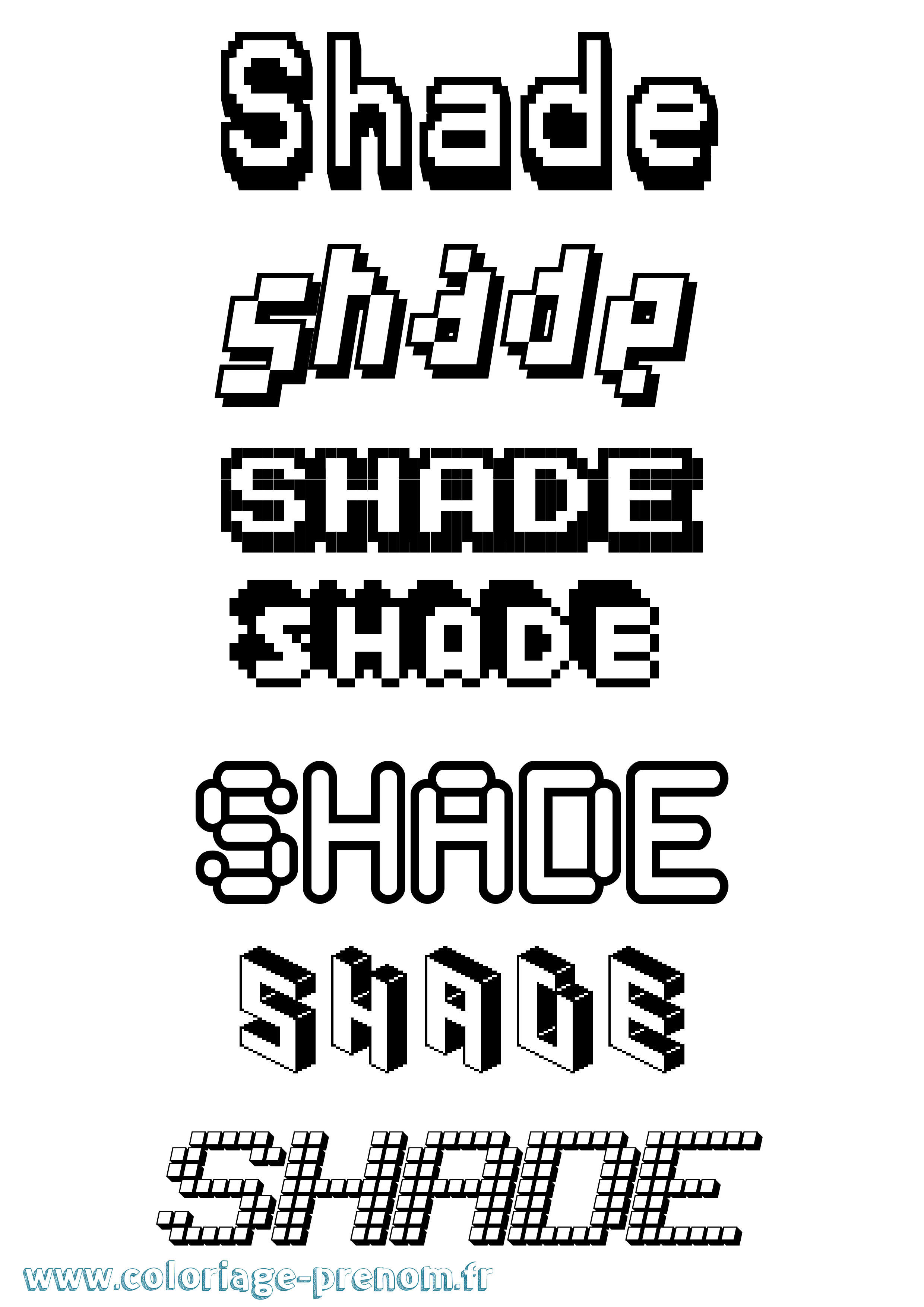 Coloriage Shade Pixel Coloriage prénom Shade Pixel
