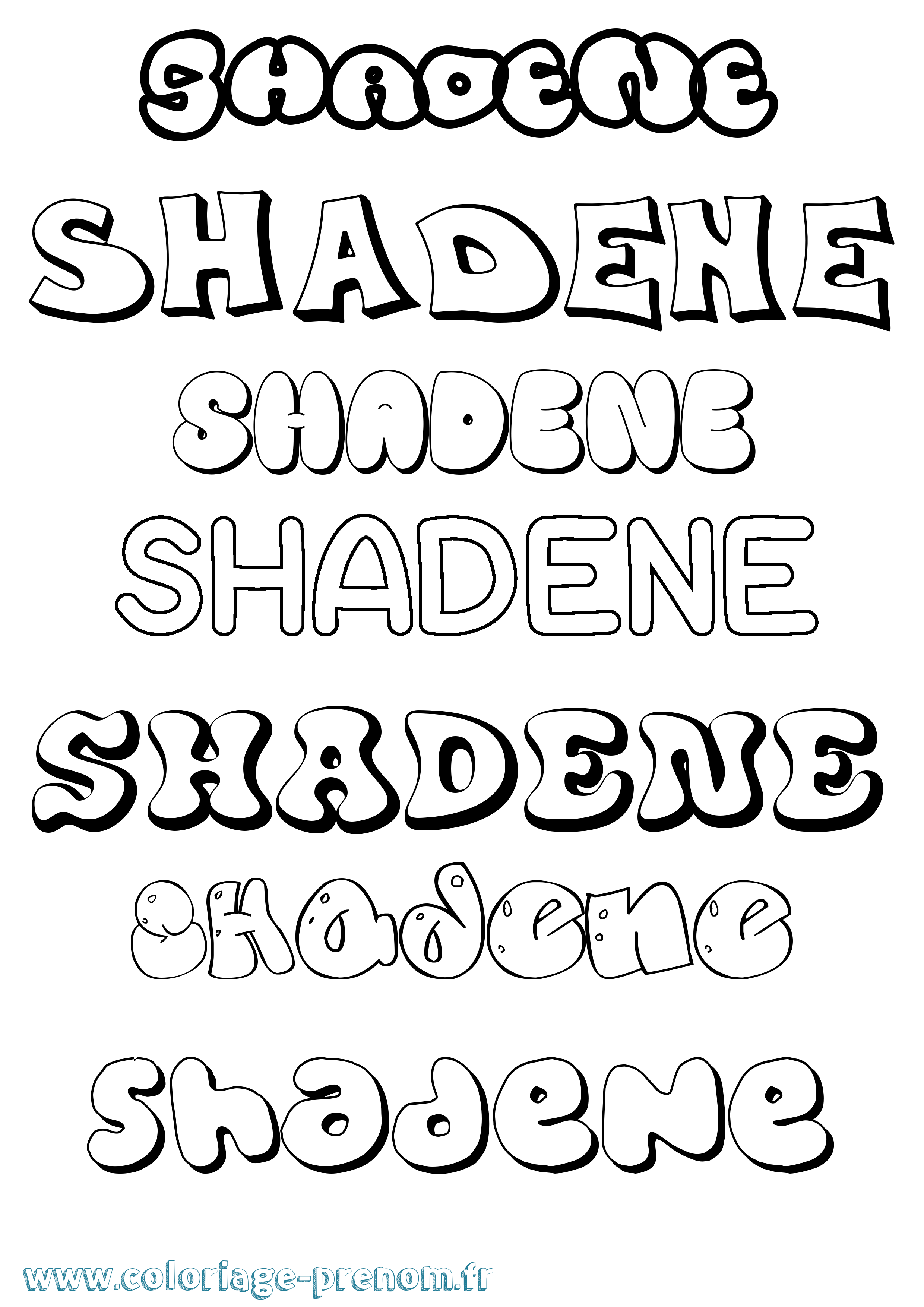 Coloriage Shadene Bubble Coloriage prénom Shadene Bubble