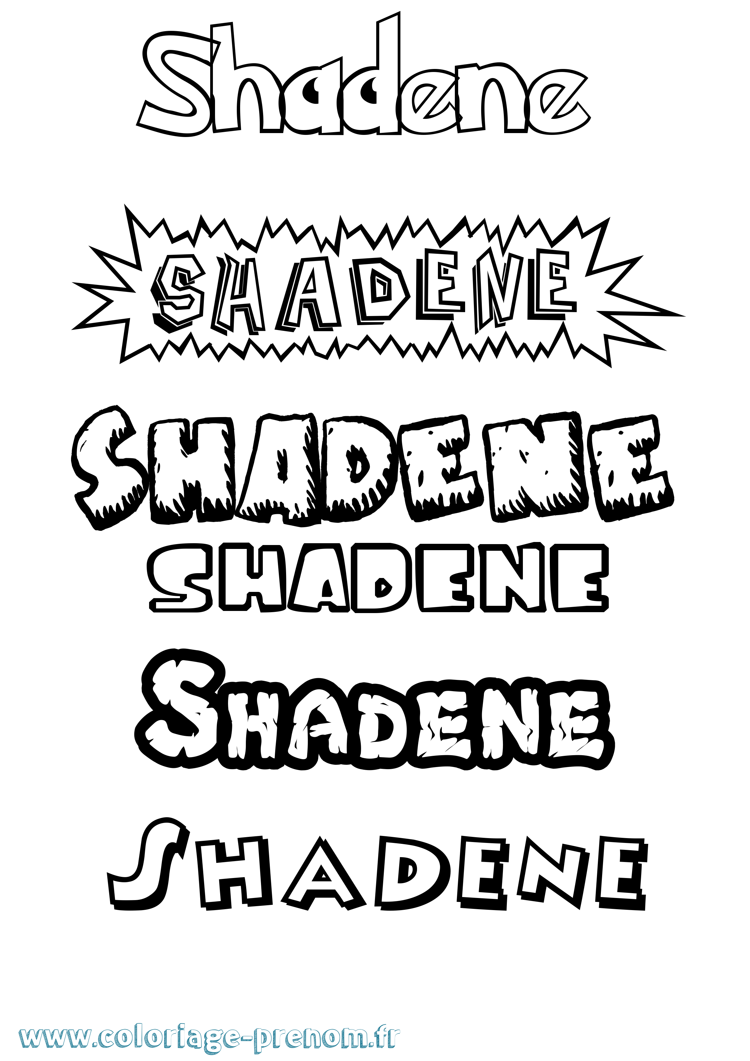 Coloriage Shadene Dessin Animé Coloriage prénom Shadene Dessin Animé