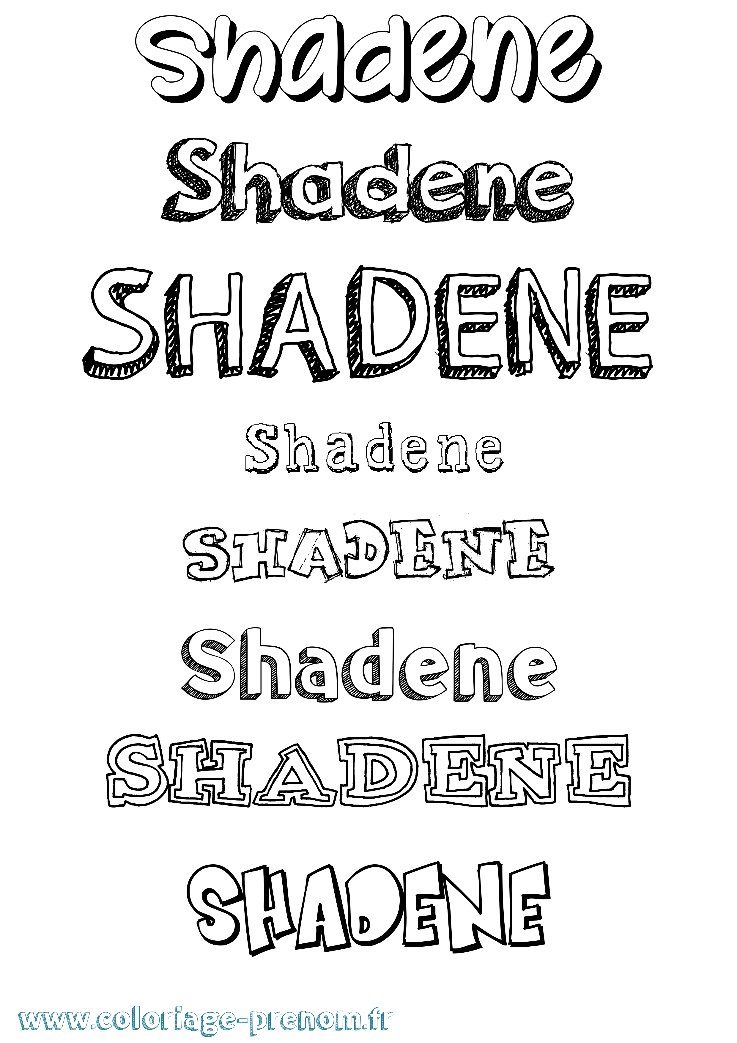 Coloriage Shadene Dessiné Coloriage prénom Shadene Dessiné