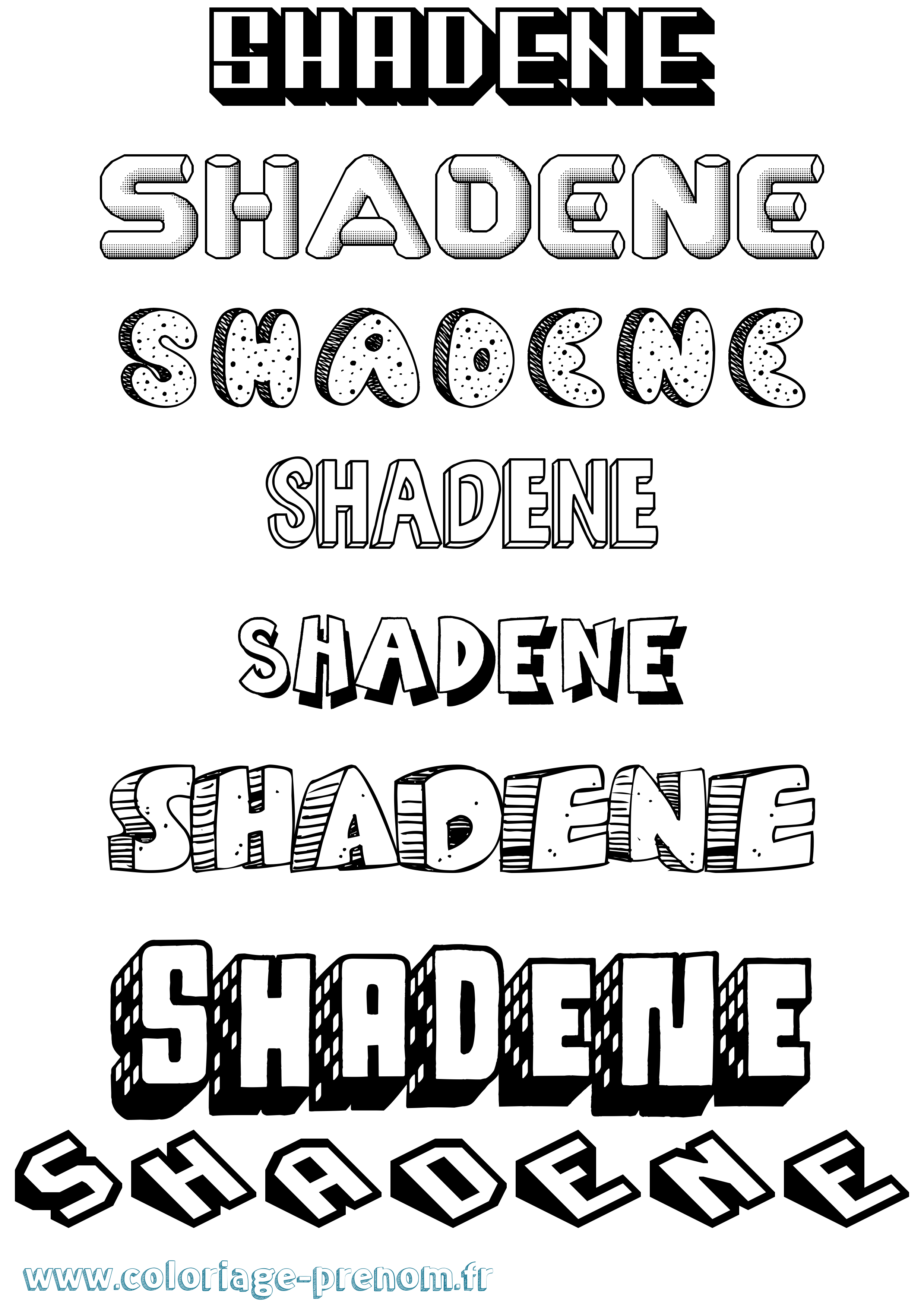 Coloriage Shadene Effet 3D Coloriage prénom Shadene Effet 3D