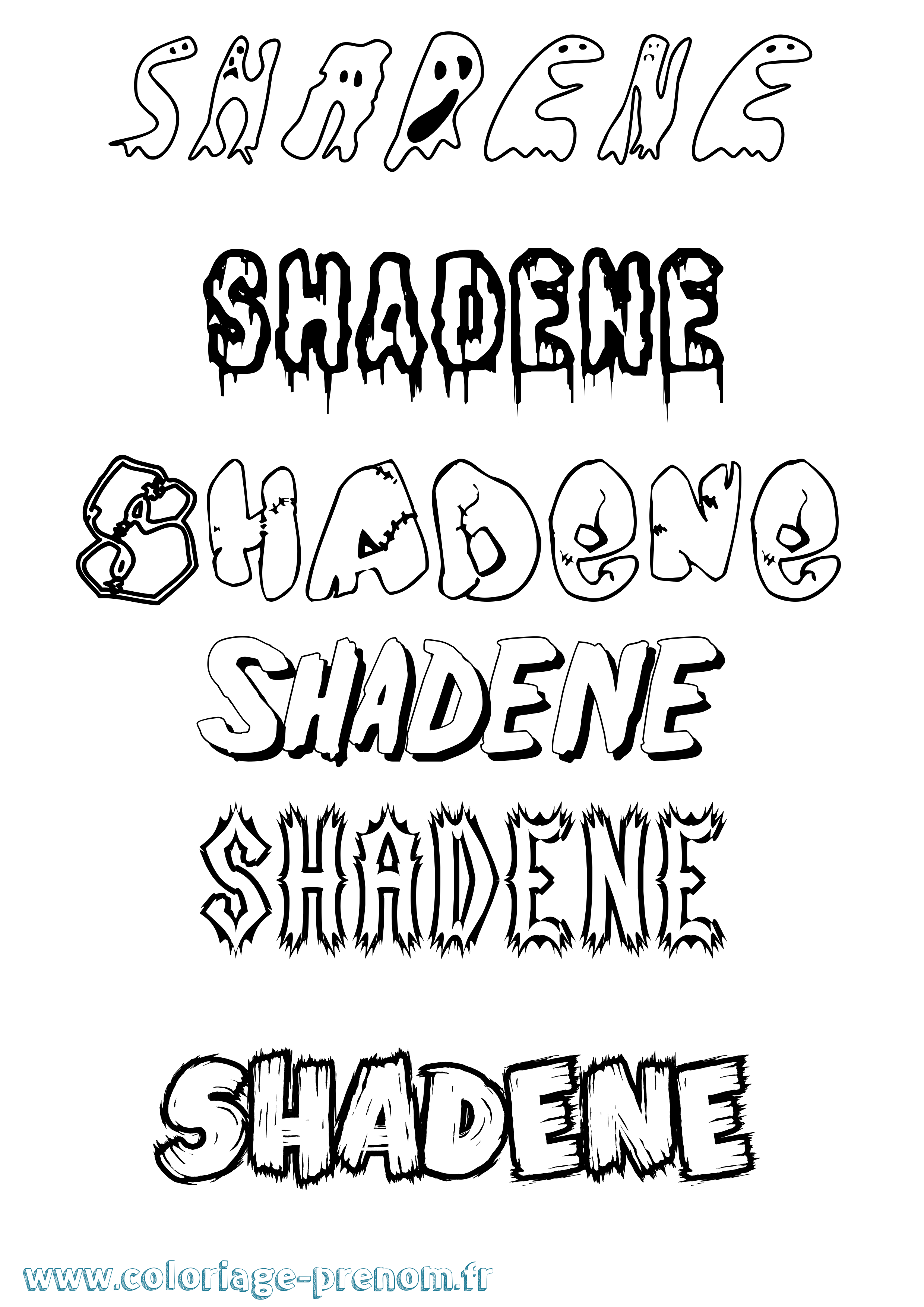 Coloriage Shadene Frisson Coloriage prénom Shadene Frisson